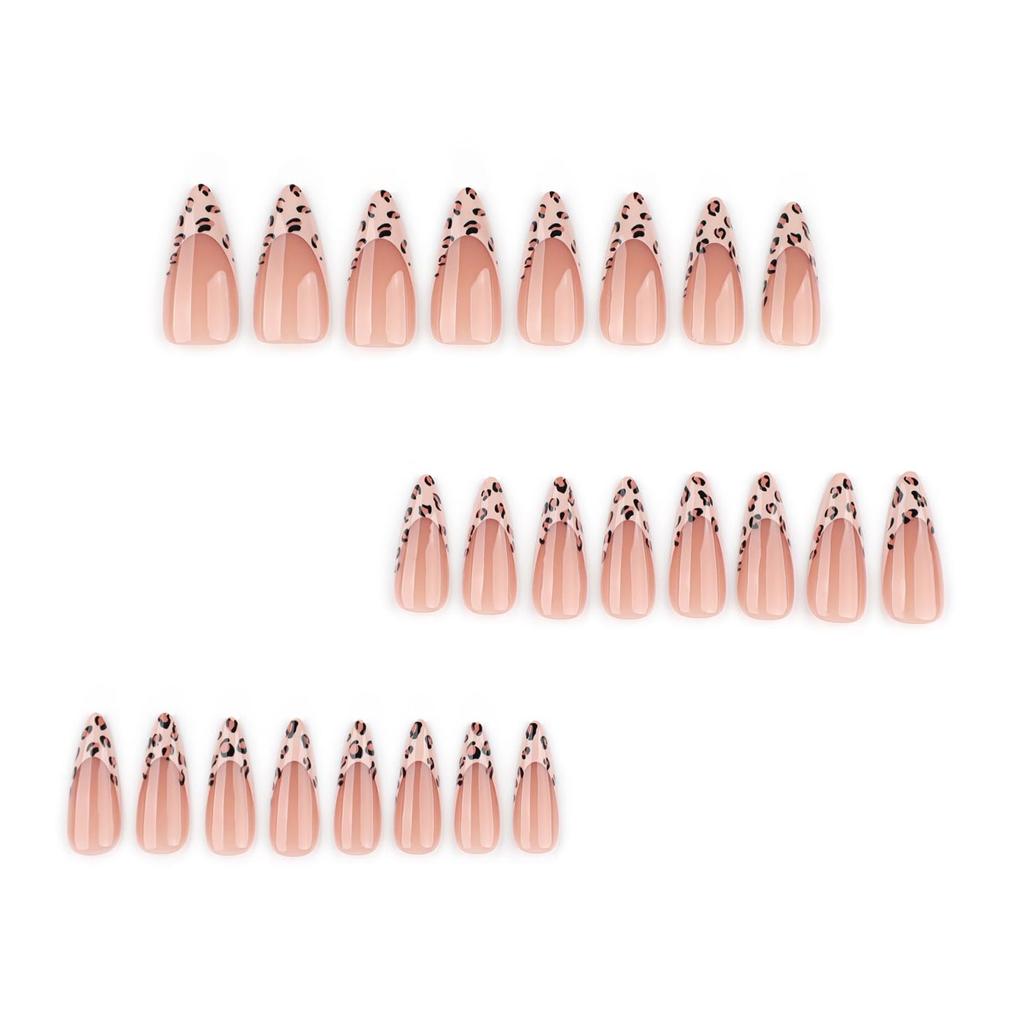 Long Almond Press on Nails Nude Pink Fake Nails with French Tip Cat Eye Press ons Acrylic Nails False Artificial Full Cover Stick on Nails for Women Girls 24 Pcs