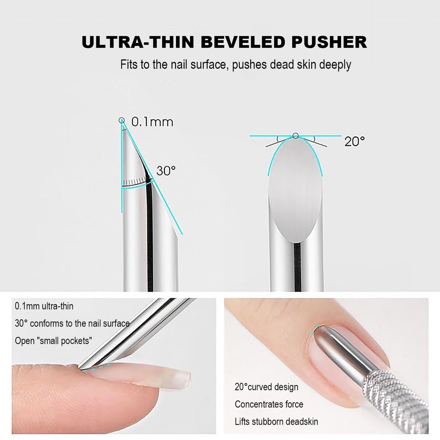 HaimiLiya Pre-treatment Horseshoe Cuticle Pusher and 100/150/180/240 Grit Sandpaper Sheets Nail Brush Set, Nail Care Nail Prep for Manicure Pedicure Nail Art