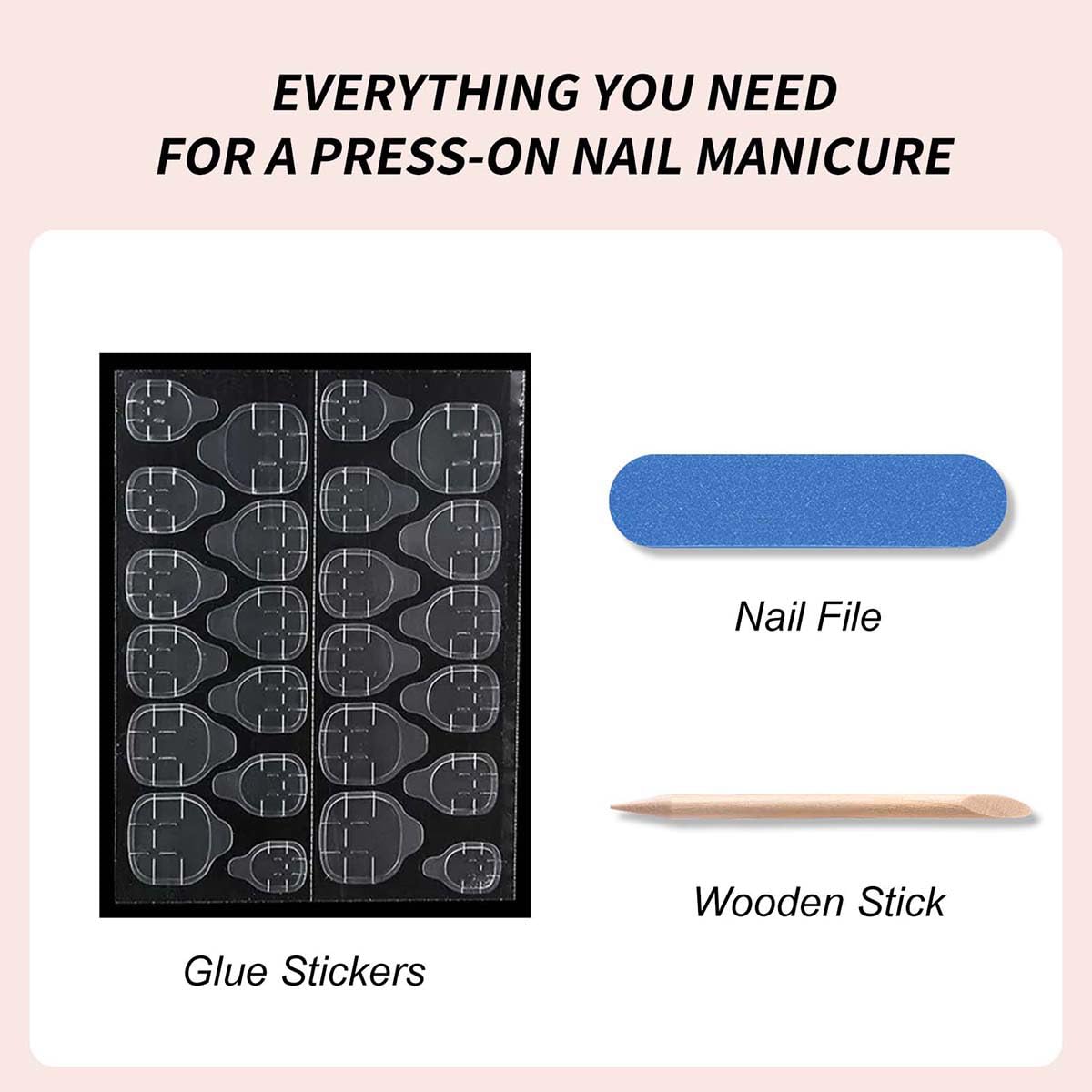 Medium Almond Black Press on Nails - French Tip with Rhinestone Design, Full Cover Glossy Fake Nails 24PCS for Women