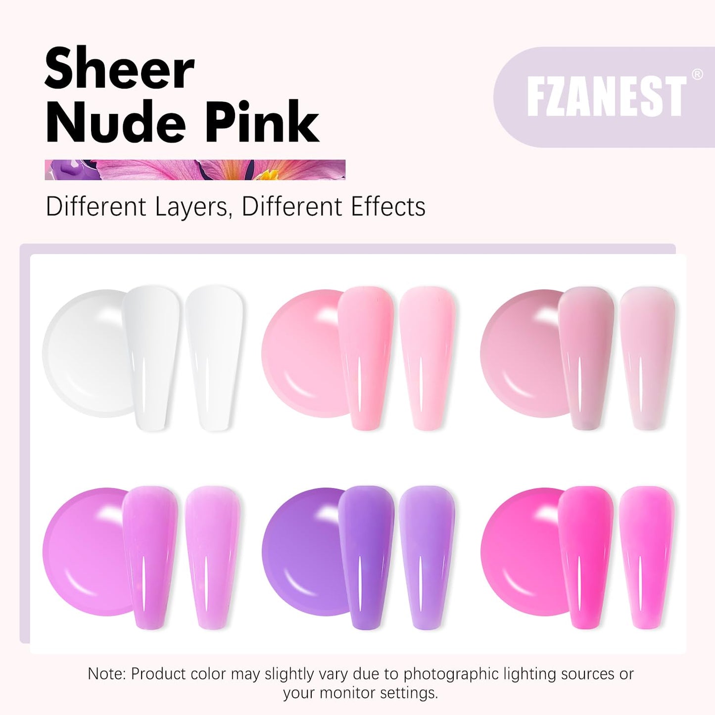 FZANEST Builder Gel Nail Kit, Milky White Sheer Jelly Nude Pink 6 Colors Rubber Base Builder Gel For Nails Strengthener Extension Gel Nail Art Salon Gift for Women