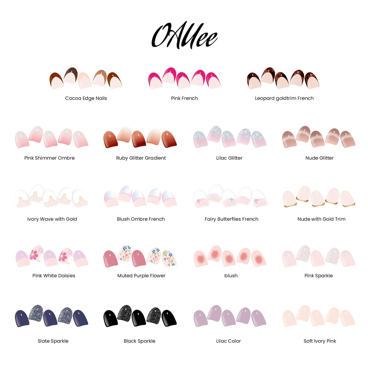 Oauee Semi Cured Gel Nail Strips | Built-In Gel Top Coat | UV Light Required | Salon Quality, Easy Application And Removal (Muted Purple Flower)