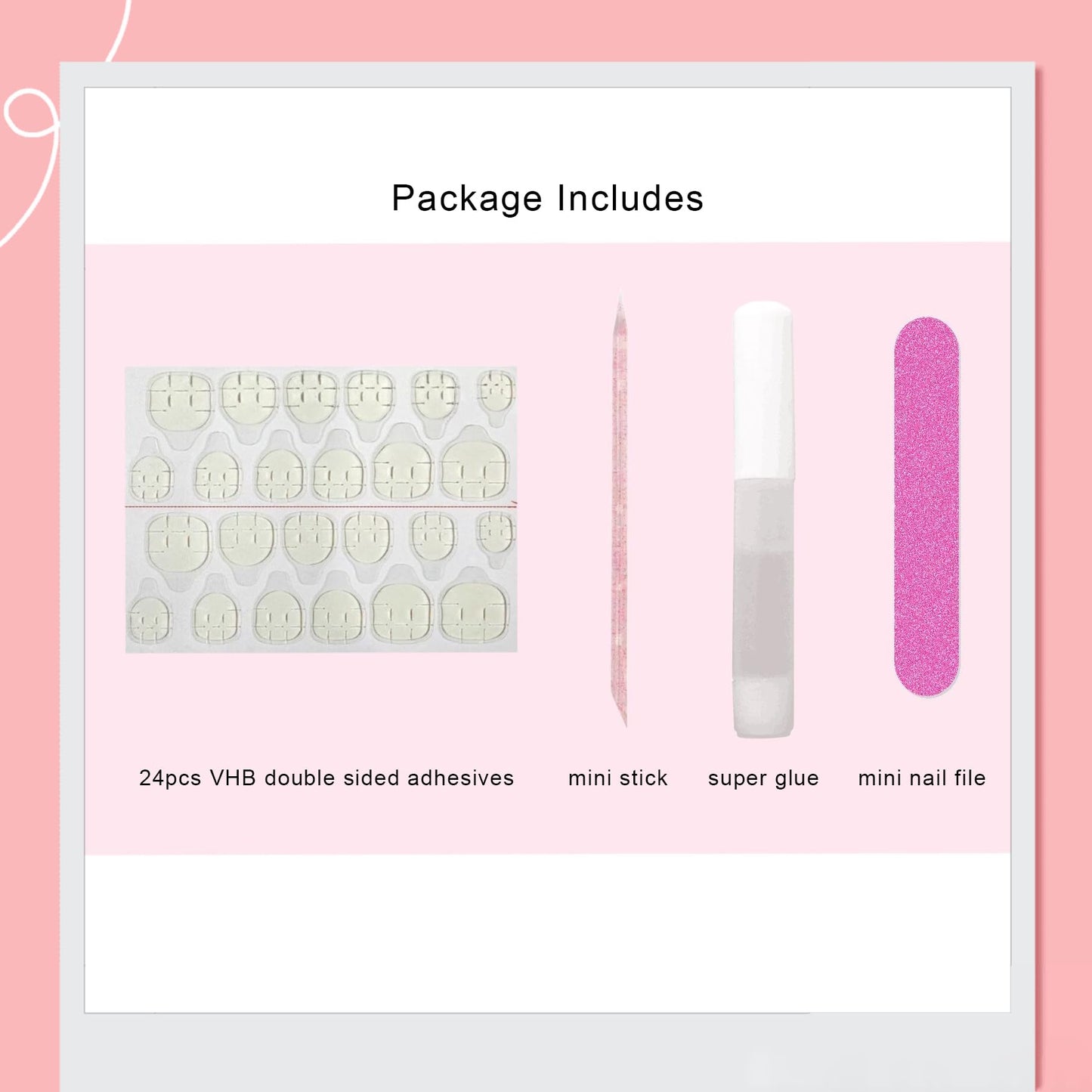 24Pcs Zebra Print Kawaii Nails Coffin Press on Nails Long Y2k Nails Bow Charms 3D Pink Press on Nails for Girls