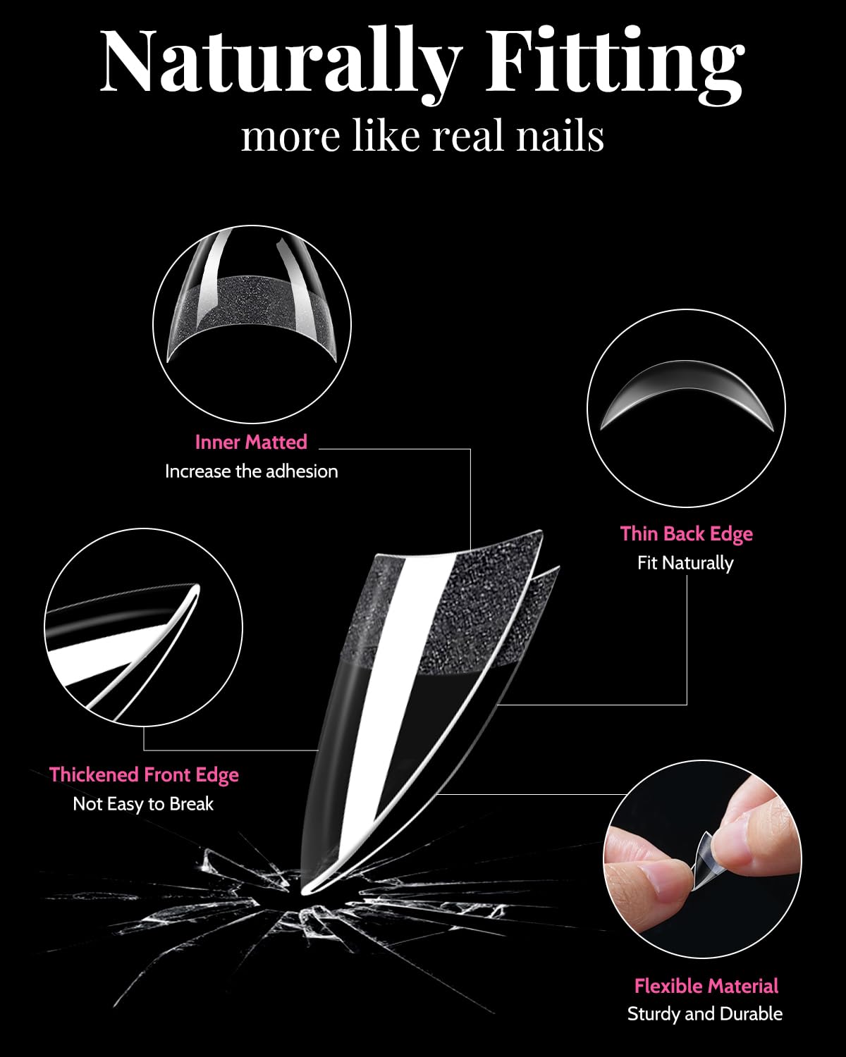 480 Pcs Extra Short Almond Nail Tips, Half Cover Square Nail Tips, 2 Shape Clear Short Fake Nails with Glue, Pre Shape Acrylic Nails with Files and Cuticle Fork for Salons and Home DIY