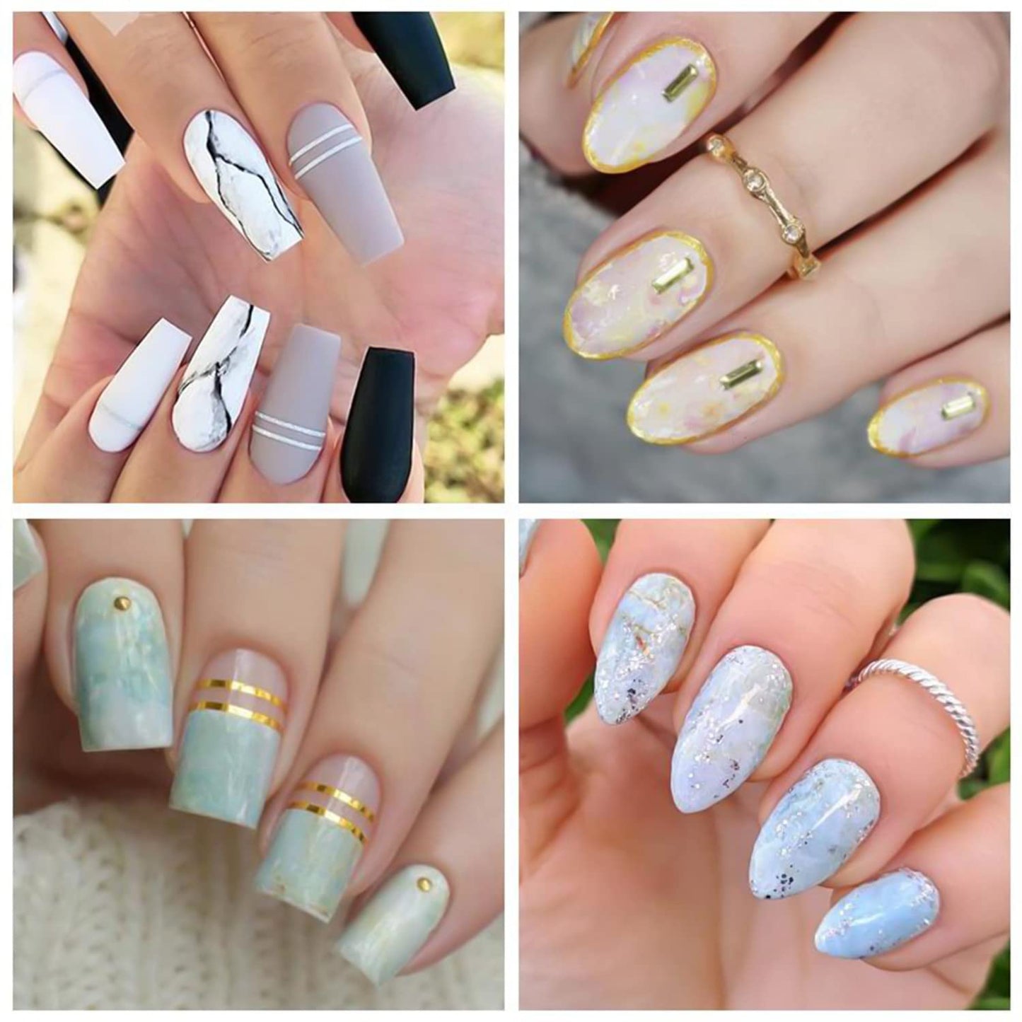 Nail Foil Transfer, DANNEASY 20 Roll Marble Nail Foils Starry Sky Holographic Naisl Art Stickers Decal Iridescent Foil for Nails Design for Women Girls