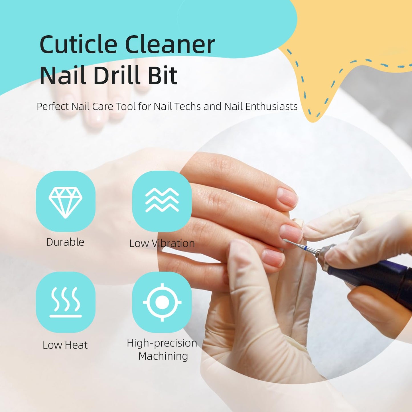HYTOOS 1mm Mini Flame Cuticle Clean Nail Drill Bit, 5Pcs/Set Russian Diamond Nail Bits Professional Safety Under Nail Cleaner Burr for Cuticle Dead Skin, Electric Nails Drill Accessories, Medium