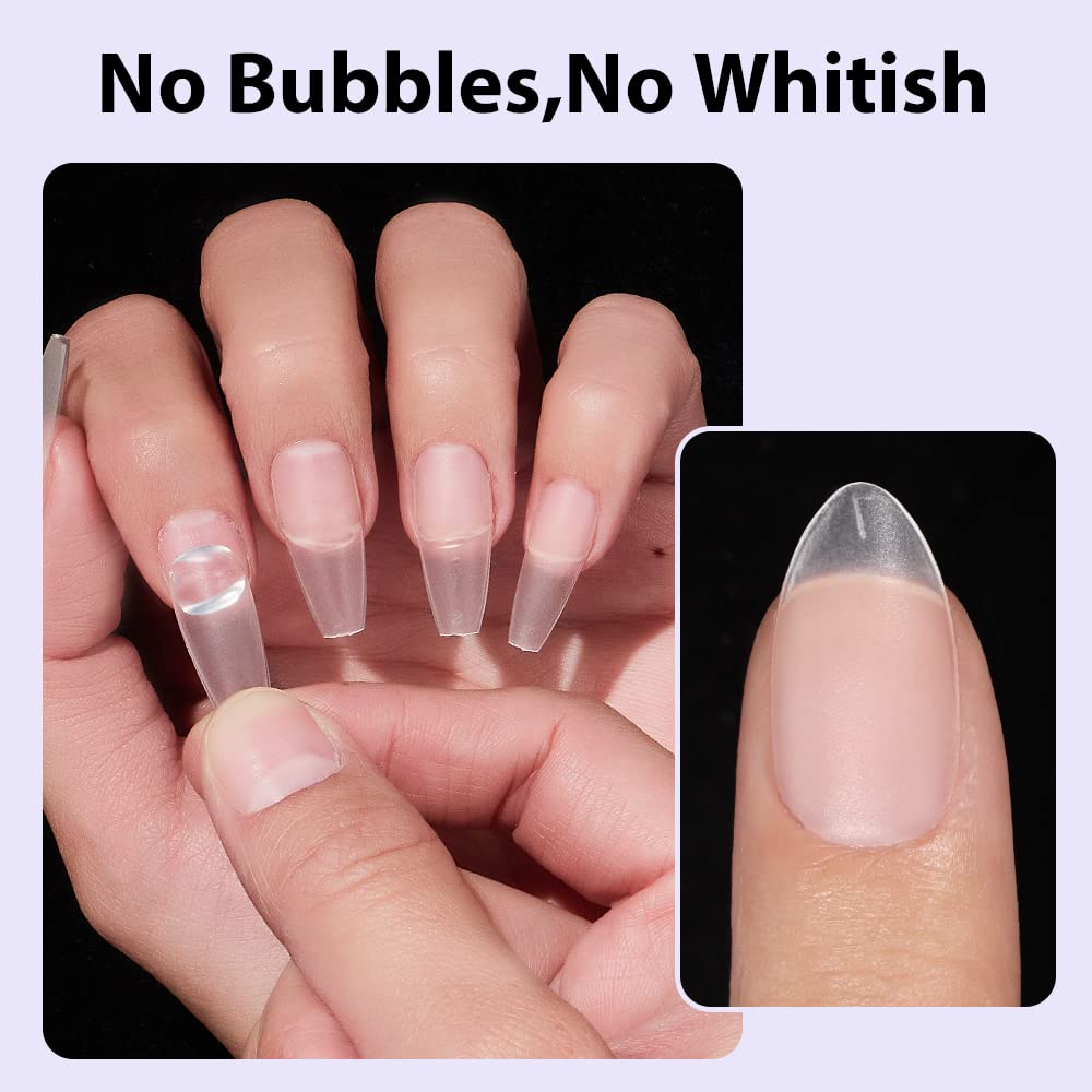 BTArtbox XCOATTIPS Gel Nails with 20g Solid Nail Gel Glue-5 Styles Pre-Designed Swirl Long Square Fake Nails, Ultra Fit French Tips Nail Tips with Pre-applied Tip Primer & Base Coat Cover