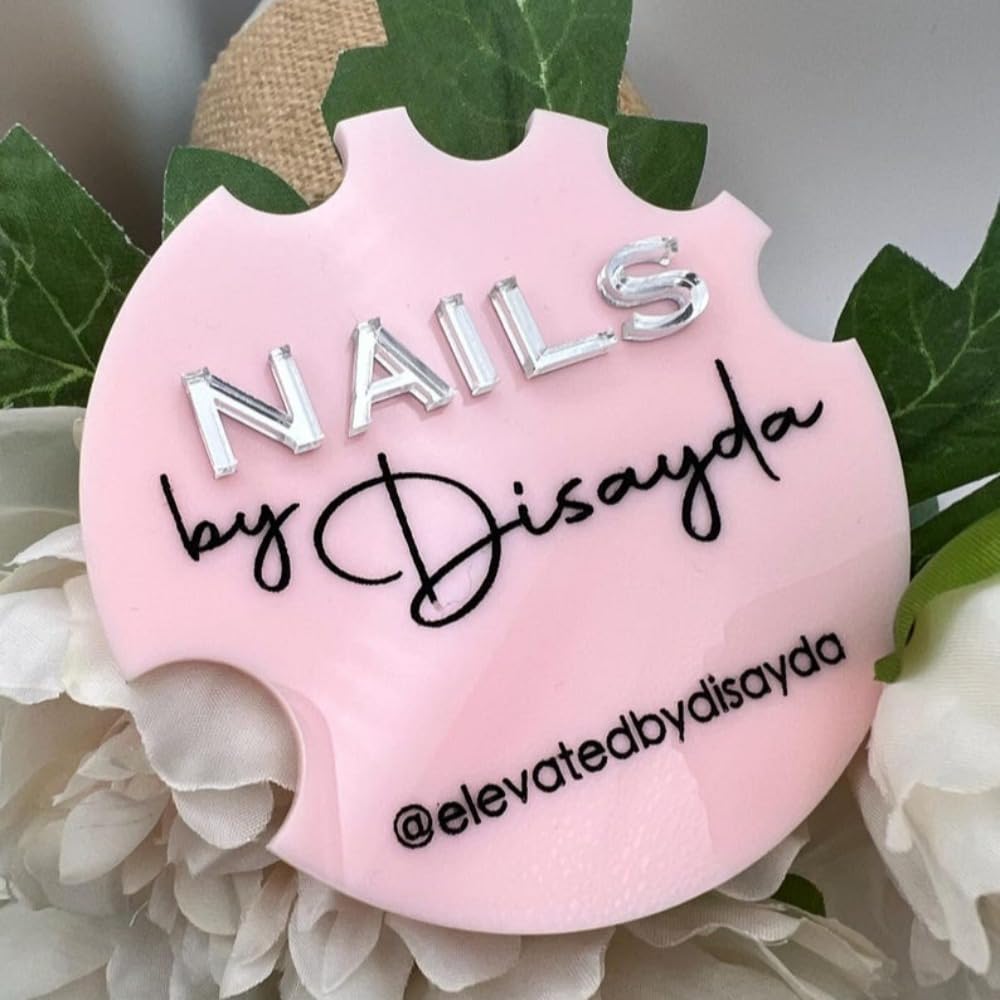 Custom Nail Logo,Personalized 3D Acrylic Nail Photo Prop,Nail Technician Gift,Prop for Nail Techs, Nail Selfie,Nail Photo Prop (white,10cm)