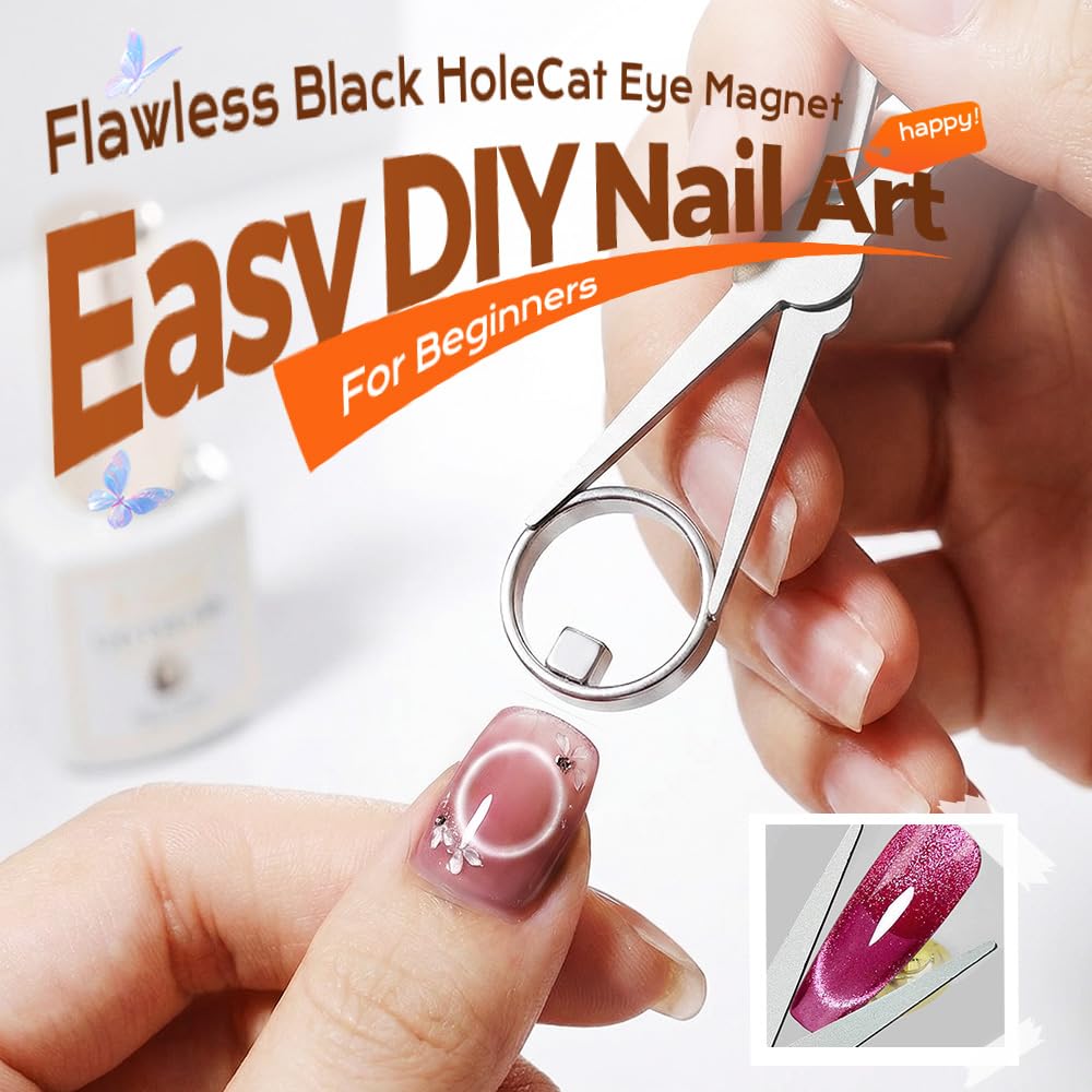 2026 New Ring-Shaped Cat Eye Magnet for Nails,Circular Magnet & Two Tip Scissor Tool for Cat Eye Gel Polish, Home DIY, Beginners & Nail Artists (2 Ring + 2 French magnet)