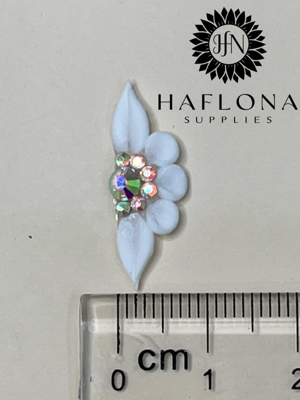 Set 8Pcs 3D Flowers Nails Charms with Rhinestone Gems Handmade by Acrylic Powder Design for Long Nail L,XL,XXL Flower Nail Art Floral Salon Decor Women Girls (8Pcs-White 3 Rhinestones)
