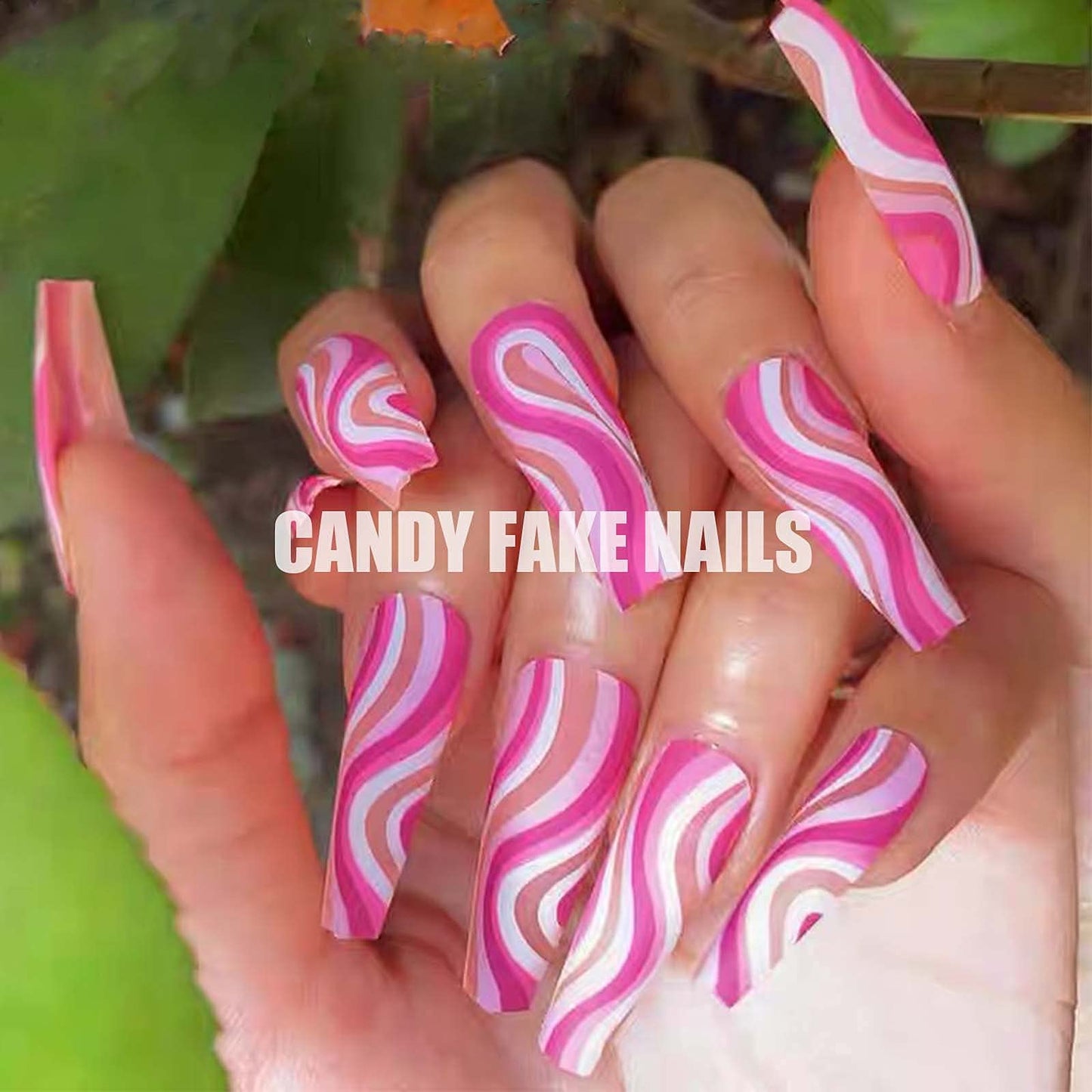 YoYoee Long Fake Nails-Coffin Press on Nails Pink Ballerina False Nails Full Cover Acrylic Nails for Women and Girls 24Pcs (gorgeous2)