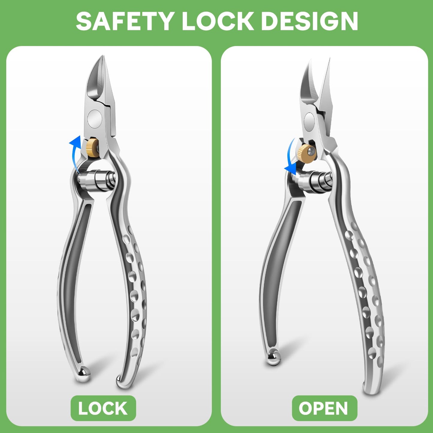 Podiatrist Ingrown Toenail Clippers for Thick Nails, Heavy Duty Toenail Clippers for Seniors with Long Handle, Professional Angled Slanted Nail Clippers for Men, Women, Adult, 3PCS