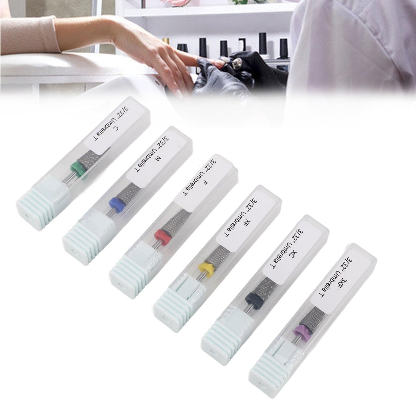 6pcs 5 in 1 Nail Drill Bits Sets, 3/32 Inch Tungsten Steel Electric Nail File Acrylic Gel Nail Bit Kit, Fast Removal High Strength for Acrylic Gel Nails Manicure Pedicure