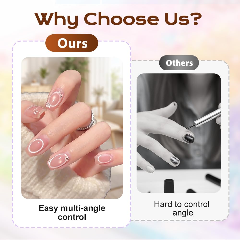 2026 New Ring-Shaped Cat Eye Magnet for Nails,Circular Magnet & Two Tip Scissor Tool for Cat Eye Gel Polish, Home DIY, Beginners & Nail Artists (2 Ring + 2 French magnet)