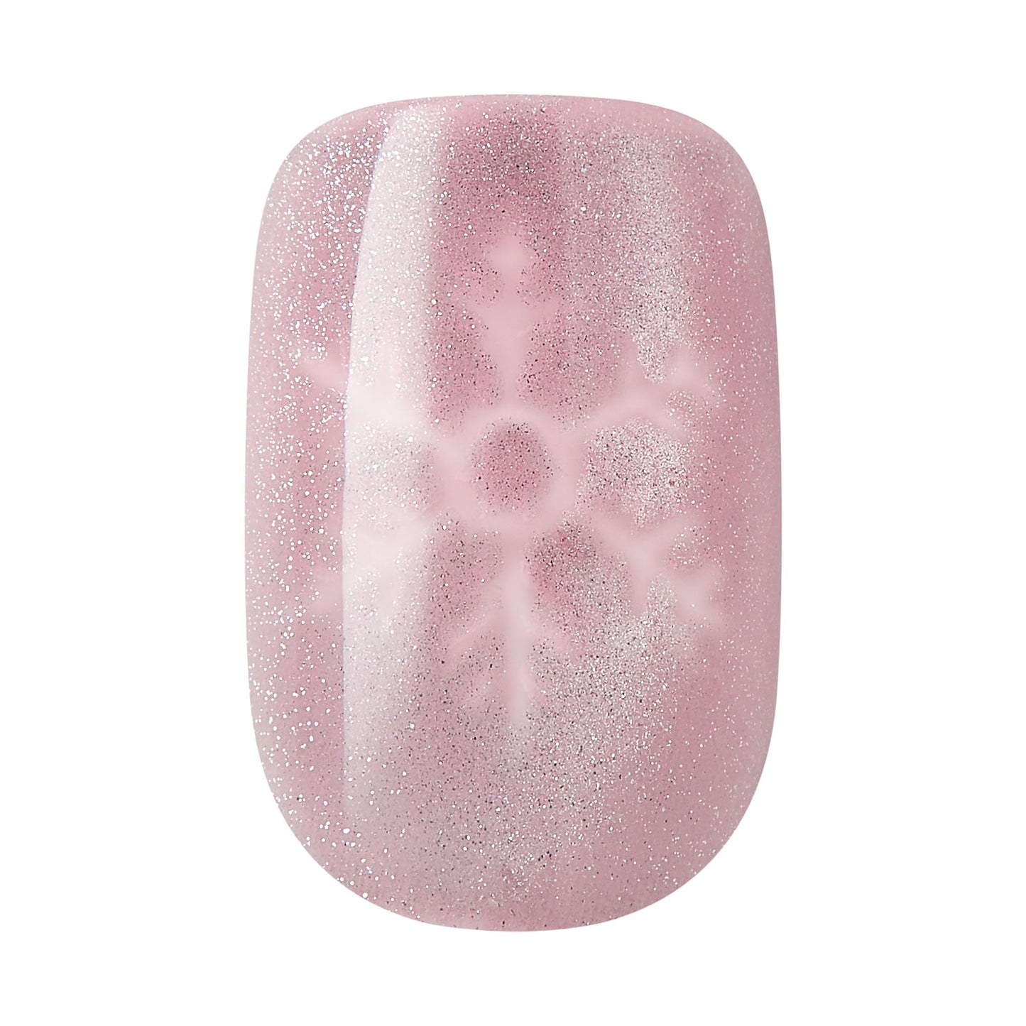 KISS Voguish Fantasy Holiday Press On Nails, ‘Frosty Delights’, Pink, Short Squoval, No Damage To Natural Nails, Pink Gel Nail Glue (2g), Mini Nail File, Manicure Stick, & 28 Fake Nails