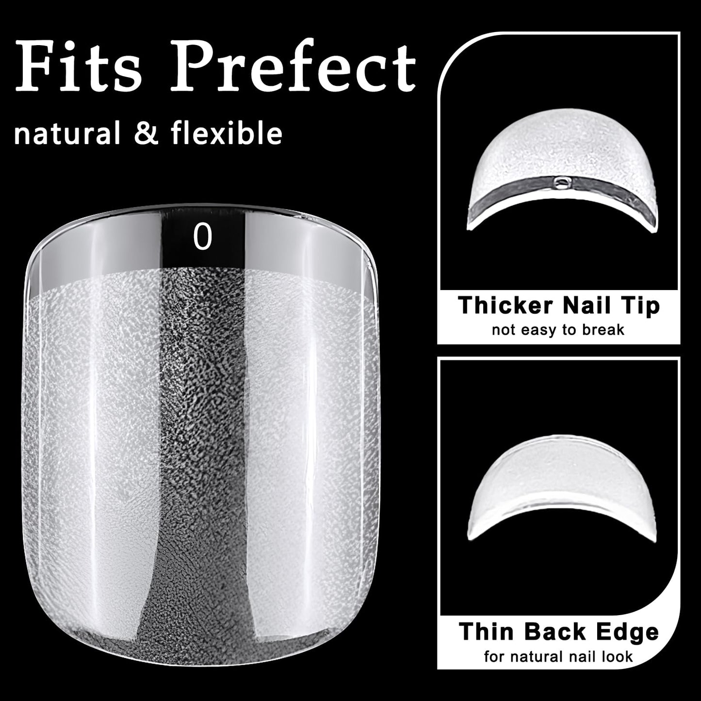 AddFavor 600pcs Short Square Nail Tips, Soft Gel Nail Tips x Clear Fake Nails Full Cover Acrylic Nails Tips for Extension Nail Manicure Salon Home DIY
