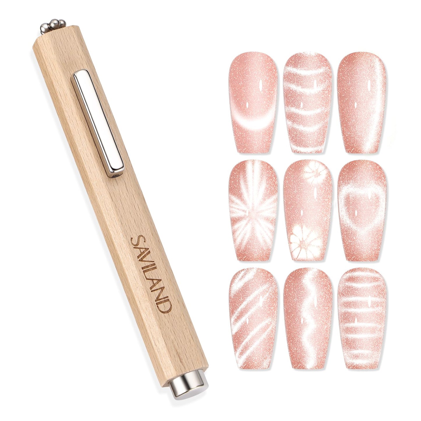 SAVILAND 3-in-1 Cat Eye Magnetic for Nail & One-Step Gel Nail Polish Kit: Sheer Jelly Nude 5-In-1 Gel Polish with U V Light