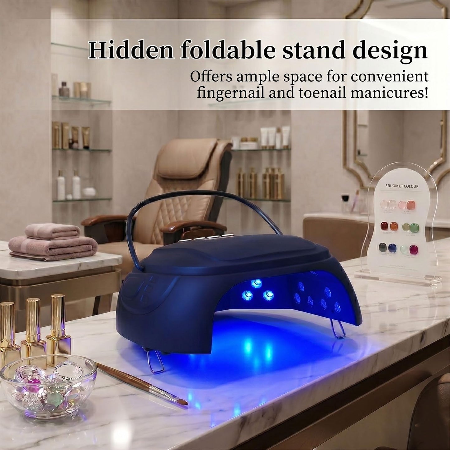 PNKVOK 126W Rechargeable UV LED Nail Lamp, Nail Dryer for Gel Polish UV Light for Nails Handle and Foot Rest, Fast Curing Gel Nail Dryer with 4 Timers for Salon and Home (Black)