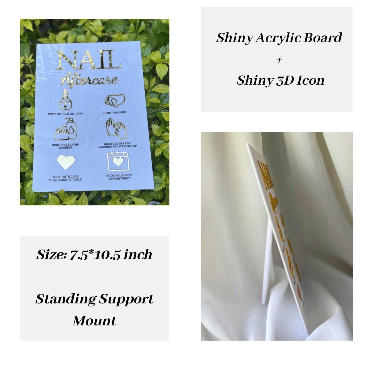Empty Cuticle Oil Pen Label Sticker Nails Aftercare 3D Acrylic Sign Advice for Nail Room Decor