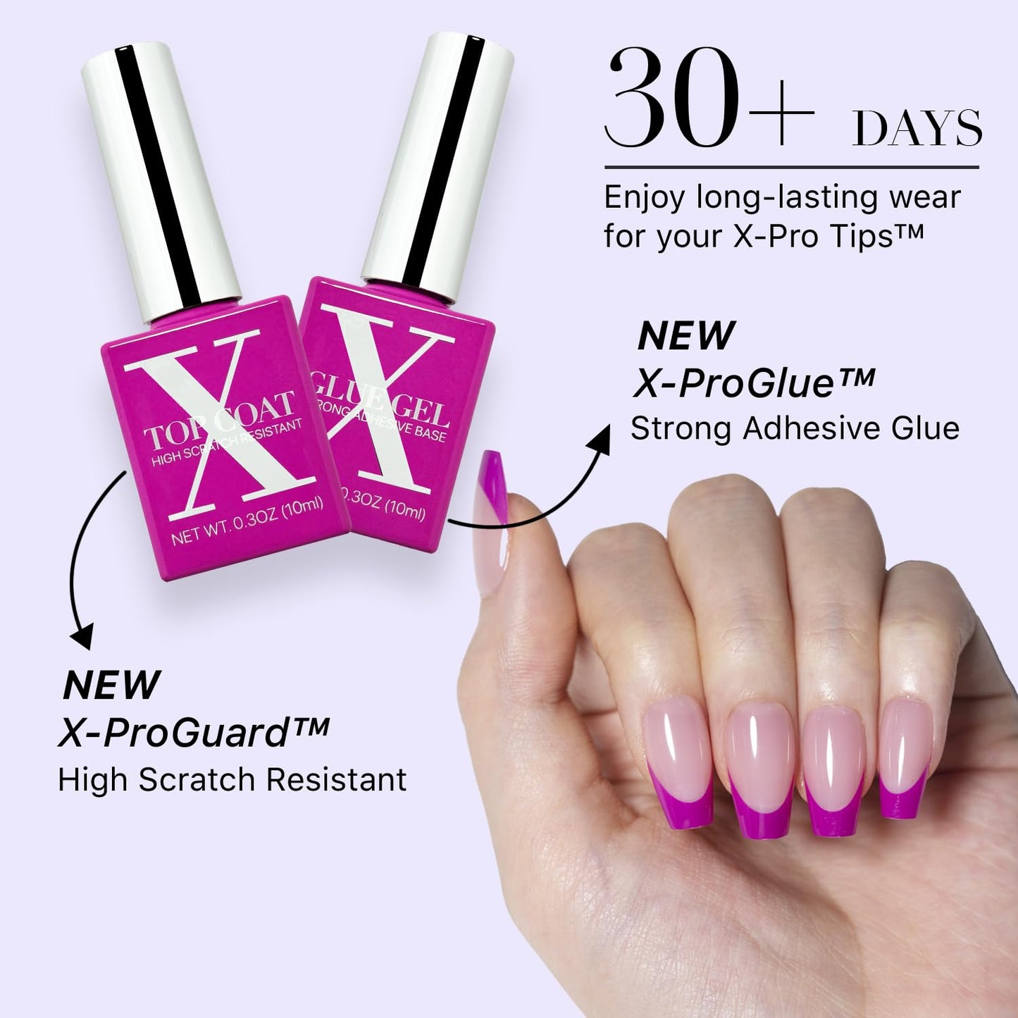 SXC Cosmetics French Tip Press On Nails – Purple Series, Short Coffin, X-Pro Tips Starter Kit | 160PCS, 16 Sizes, 5 Styles, Beginner-Friendly