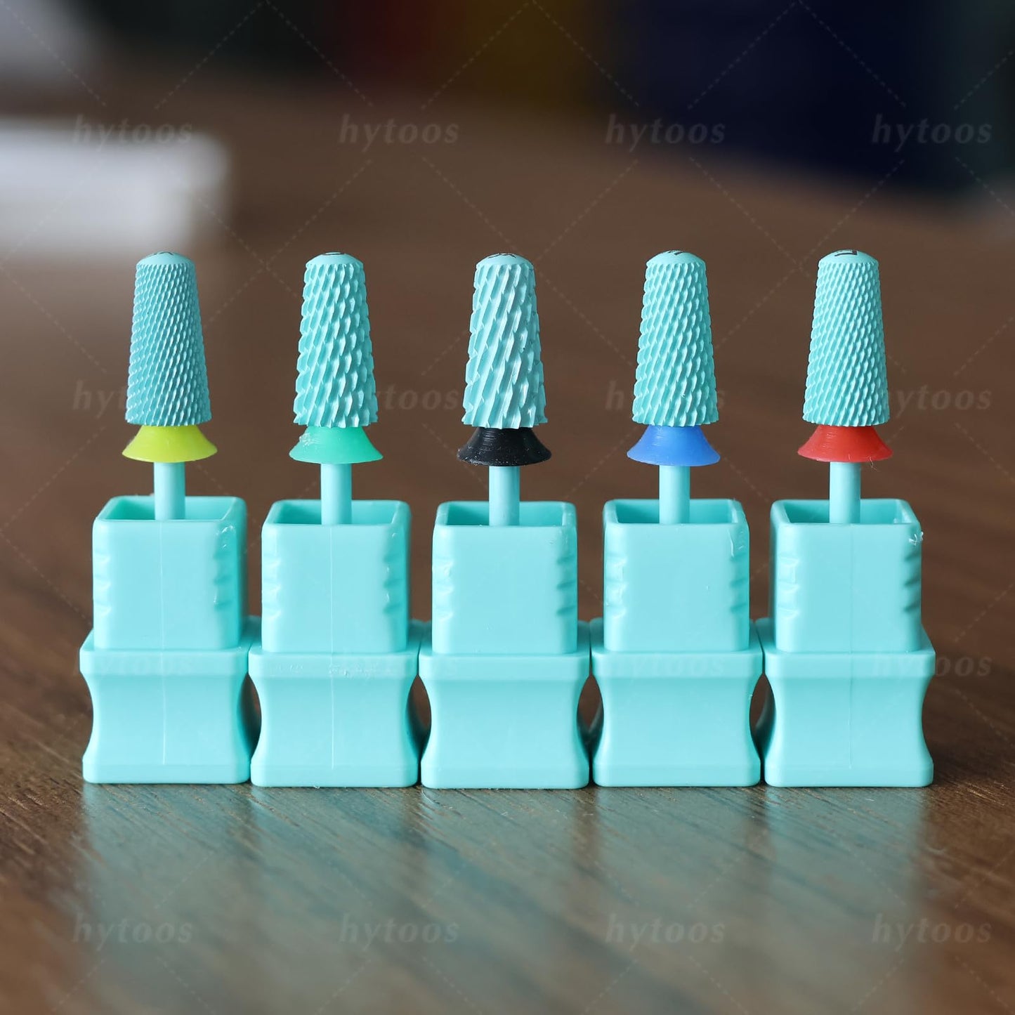 HYTOOS Safety Tapered Nail Drill Bit, Green Coated Tungsten Carbide Rounded Barrel Nail Bits for Thick Gel & Acrylic Removal, Manicure Tools Pro Electric File Drill Accessories, XC