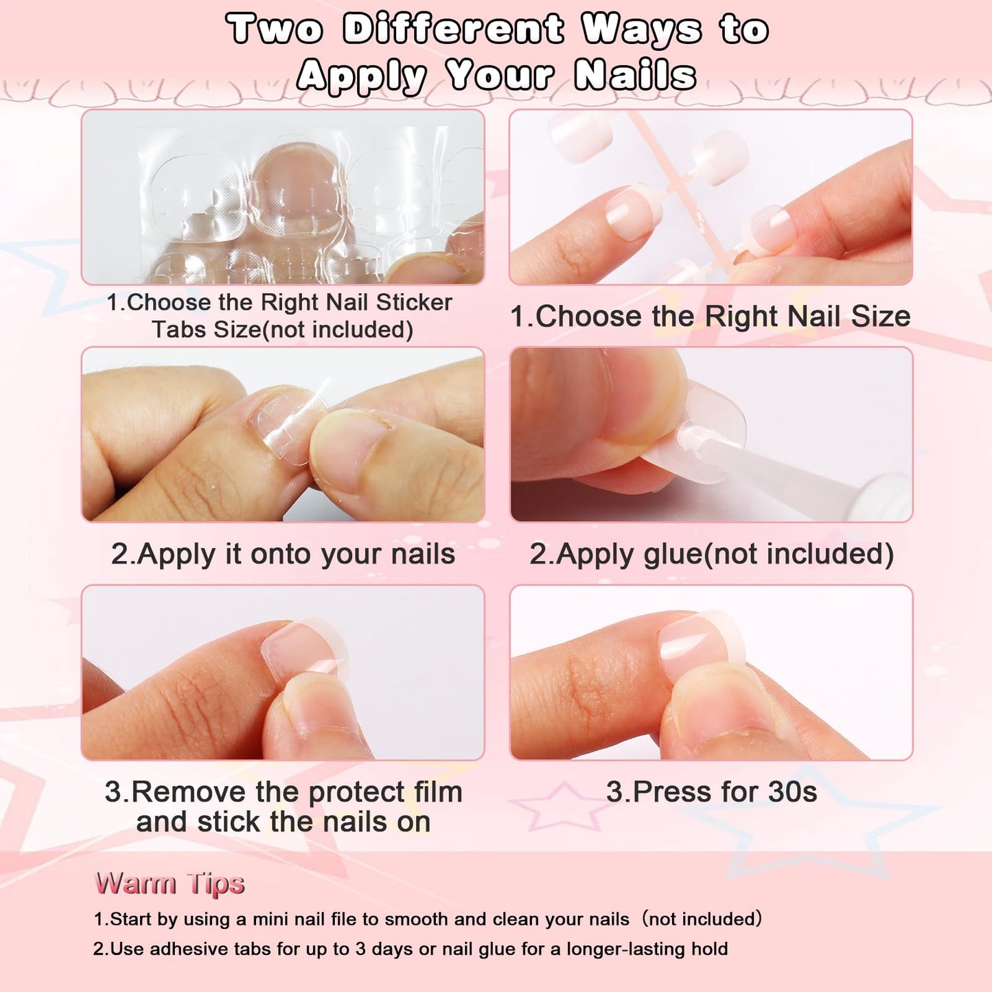 SIUSIO 120pcs 5 Pack Children Acrylic Fake Nails Press on Full Cover Classic French Short False Nail Art Kits Set Christmas Gift for Kids Little Girls Women - Nude Classic
