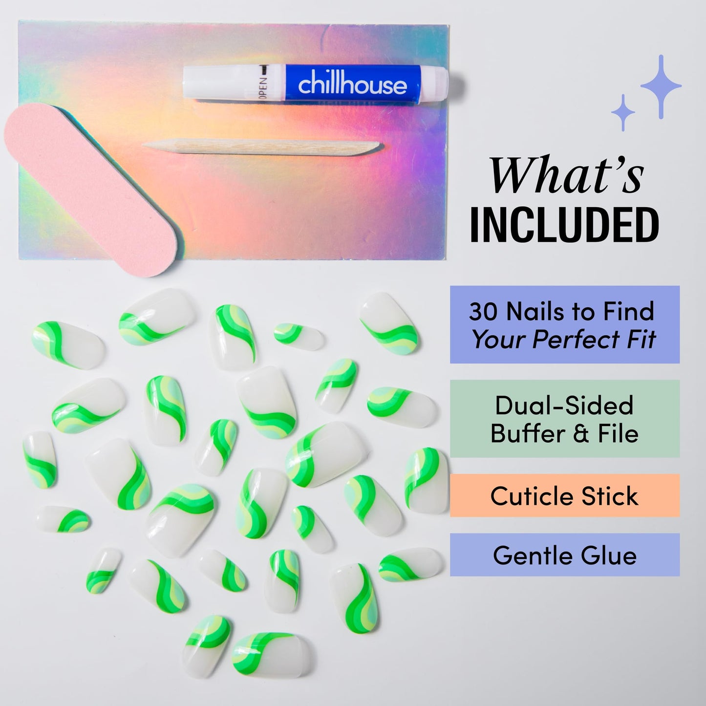 Chillhouse - Chill Tips, Press on Nails Kit - Just the Tips (Oval) - 30 Nail Shapes & Sizes - Up to 2 Weeks of Wear - Customizable Fit - Reusable - Latina Founded & Women Owned - Beauty & Self Care