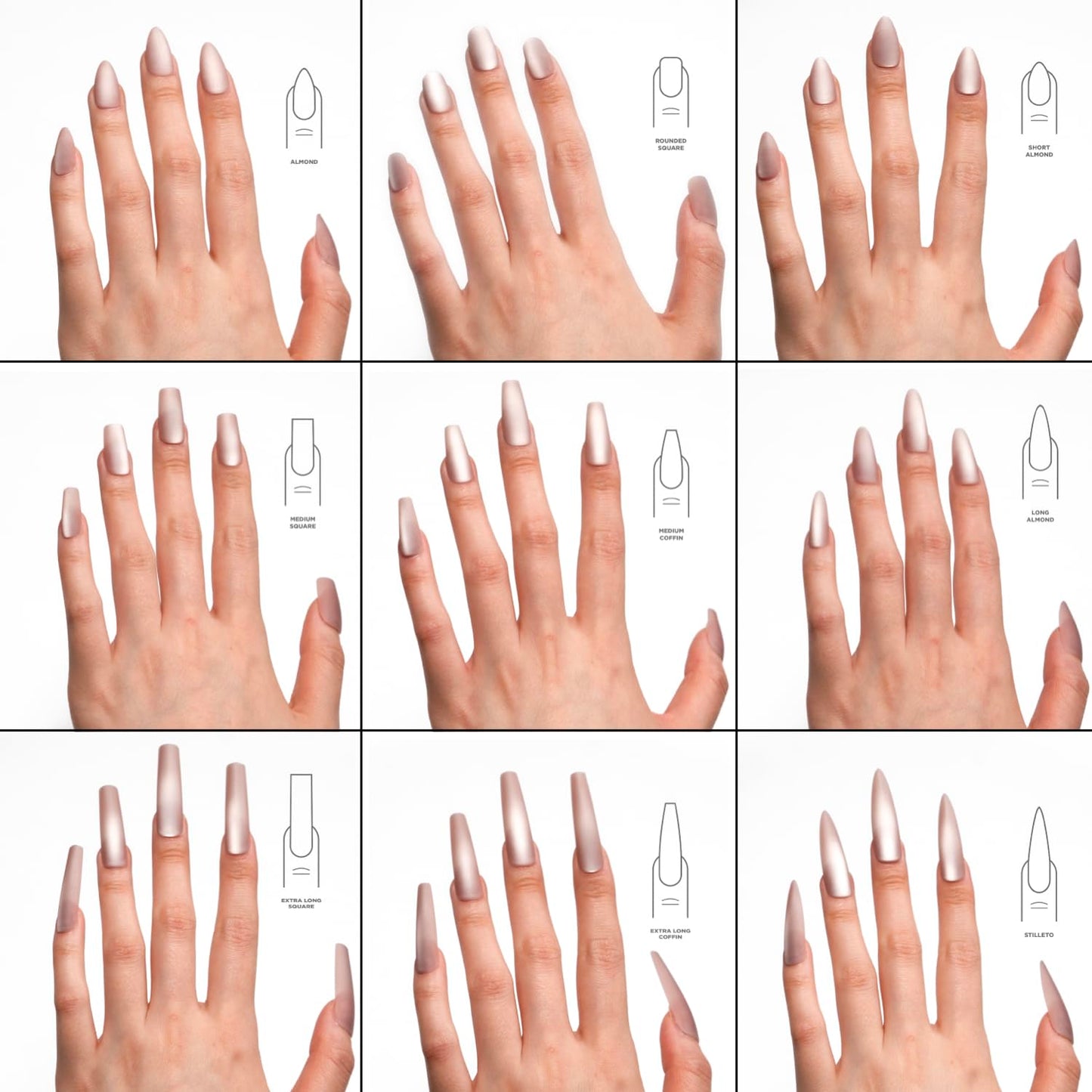 PSYTONE Matte Cat Eye Long Stiletto Press On Nails|15 Sizes - 30 Nail, Frosted Nude Pink Reusable Fake Nails Kit with Glue & Tools, Velvet Matt Finish for Women, Wedding, Daily Wear