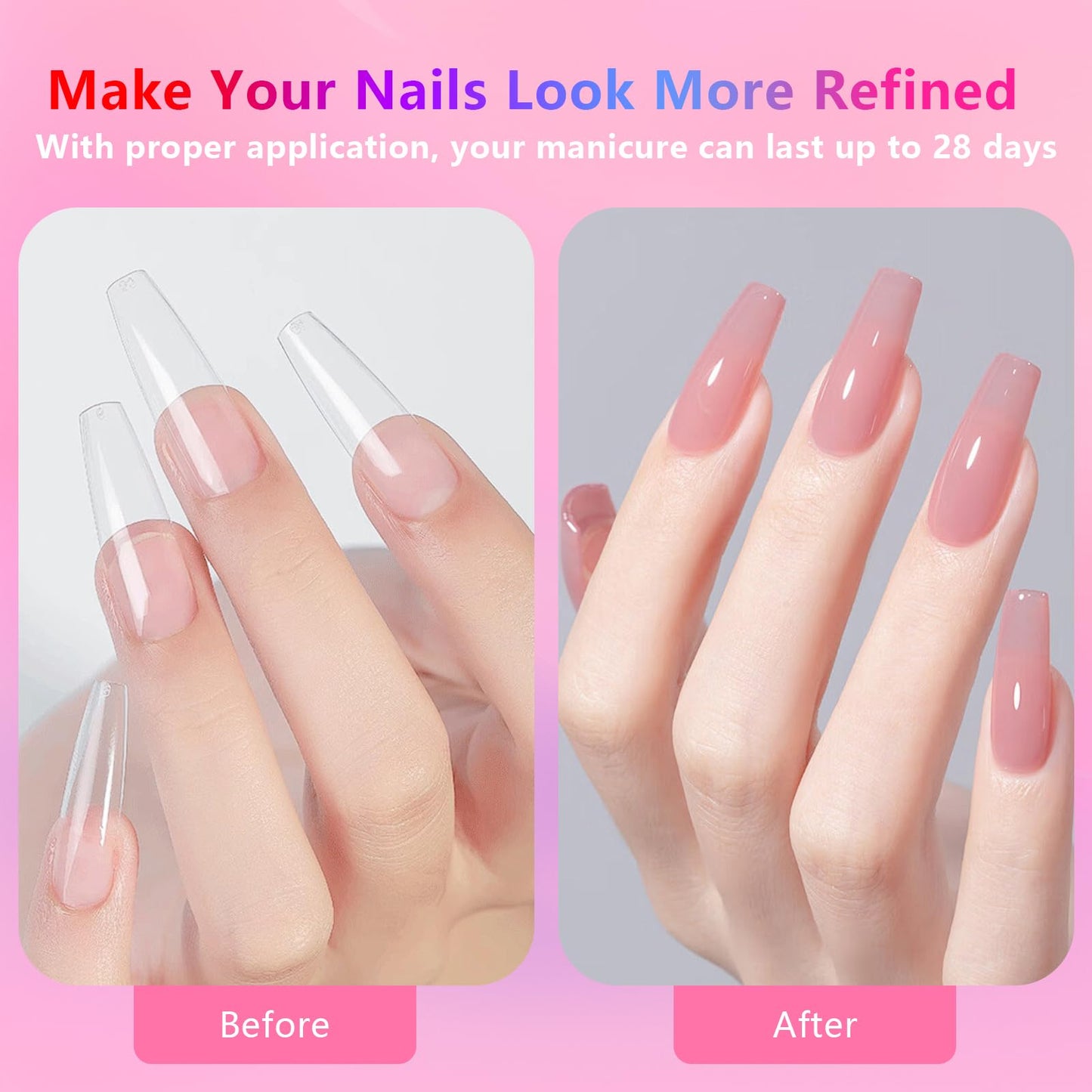BETE Medium Almond Clear Acrylic Nail Tips–544Pcs 16 Sizes with Half Sizes, Tipex Instant Apex Full Cover False Nails, Pre-Shaped Strong Thick Press On Nails for Home & DIY Manicure