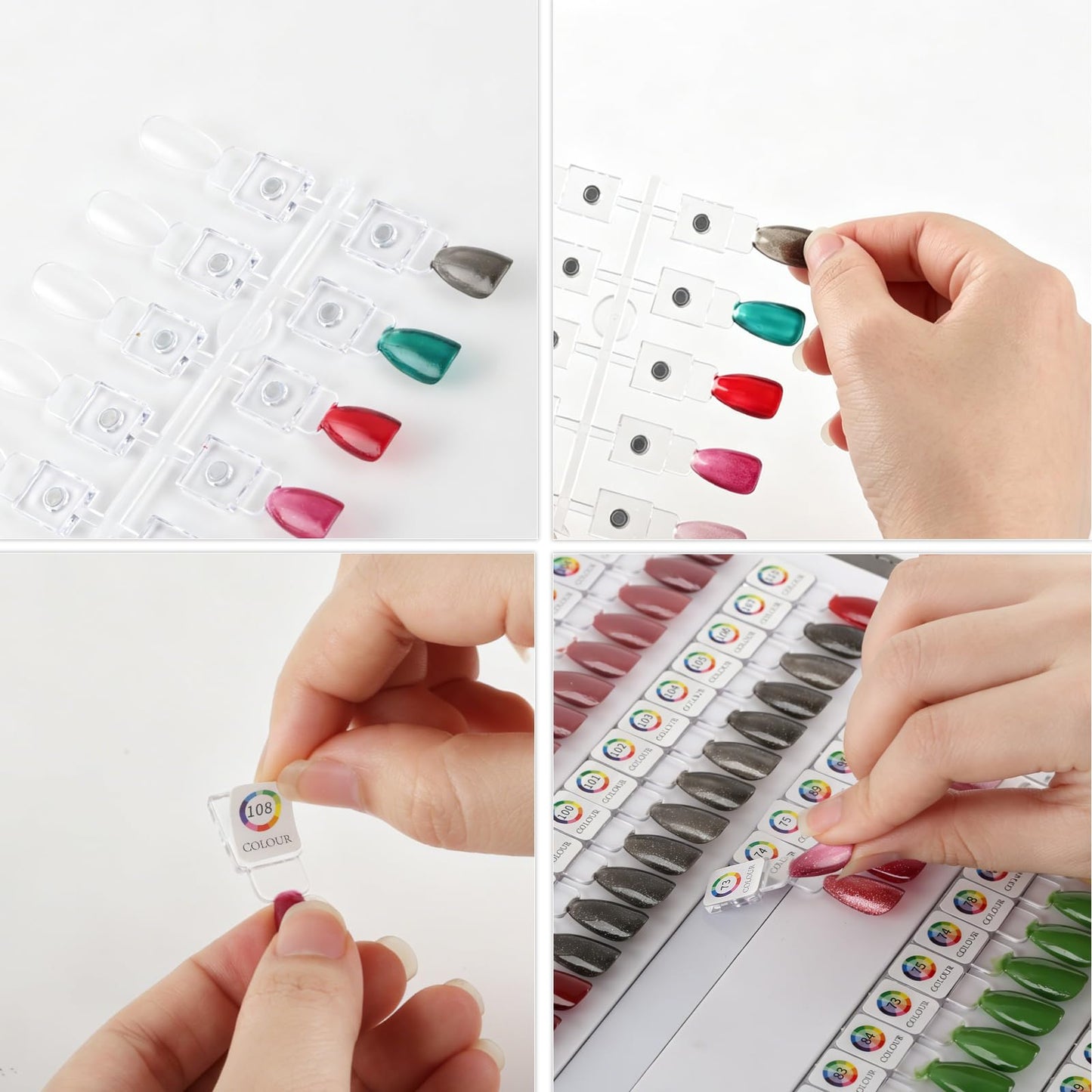C12rtive 75 Magnetic Nail Color Display Board,96 PCS Magnetic Nail Tips with 1-200 Number Stickers,Professional Manicure Color Chart Swatches Book(Grey)
