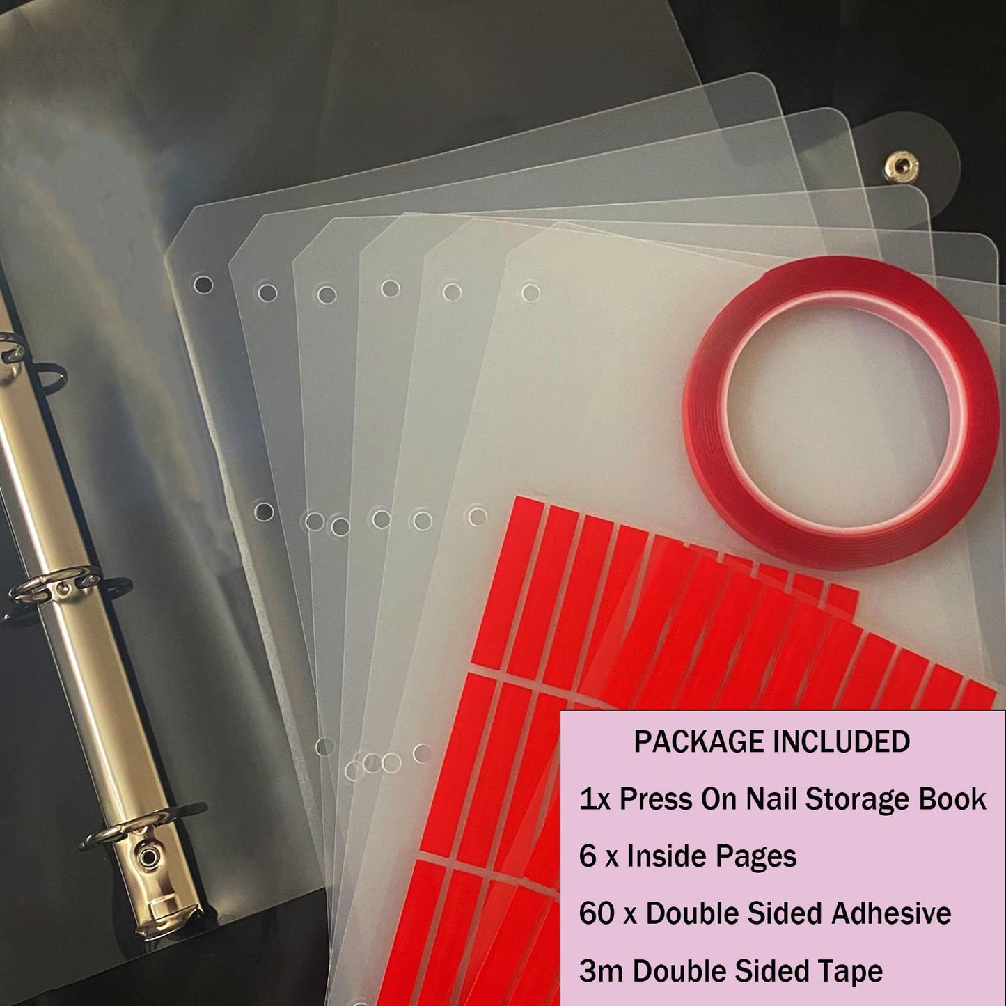 GUXACU Large Press On Nail Organizer 10 PCS Clear Empty Press On Nail Storage Press On Nail Packaging for Fake Nail Storage Nail Display Nail Salon Press On Nail Supplies Organizer with Nail Tape