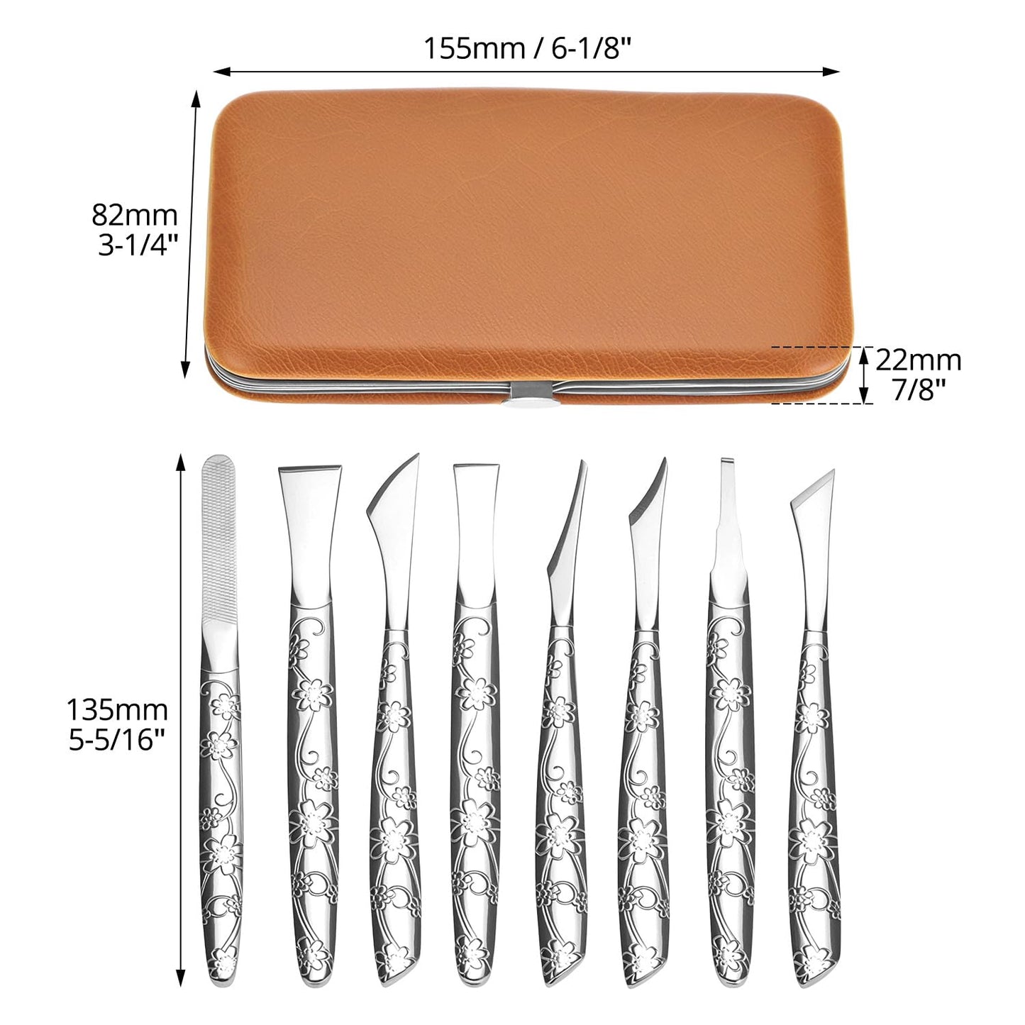 QWORK Ingrown Toenail Tool, 8 Pcs Foot Shaver Pedicure Tool, Stainless Steel Dead Skin Removal Kit, for for Ingrown Foot Fingernail Care
