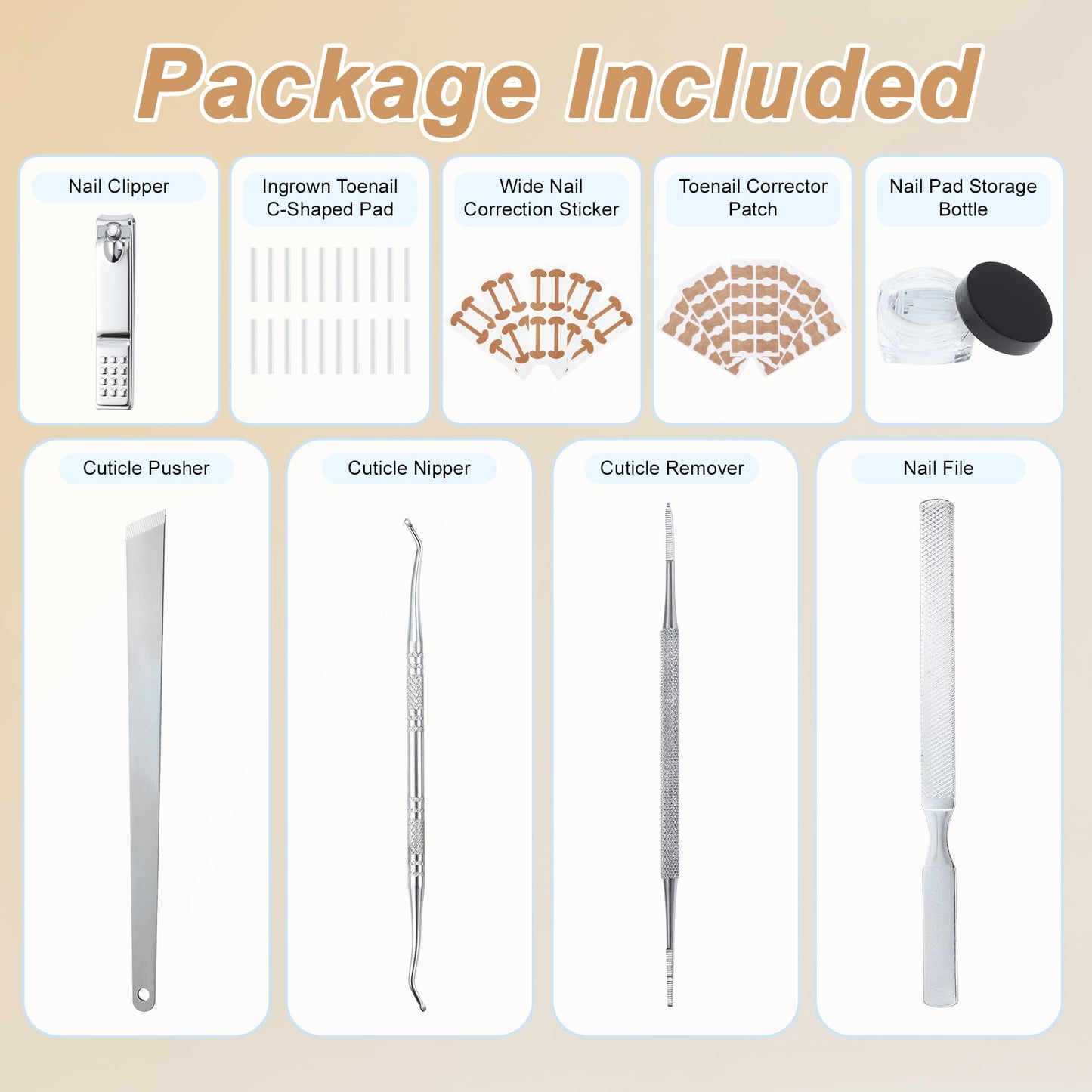 VOCOSTE Ingrown Toenail Correction Kit, Toe Nail Corrector Tools with Leather Case for Easy Storage & Travel, for Curved & Ingrown Nails with Nail Files Clipper Lifter