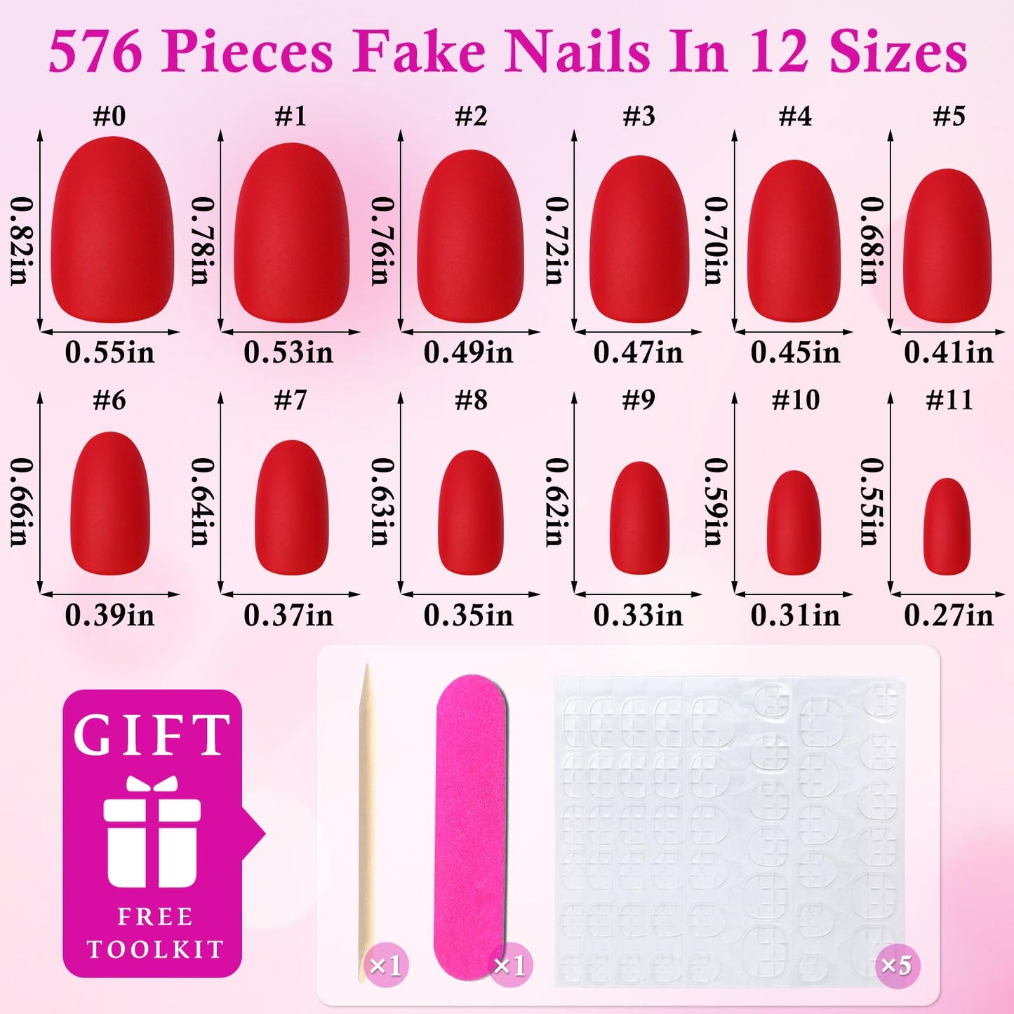LoveOurHome 576pc Round Almond Press on Nails Short Fake Nail with Glue Tabs, Oval Glue on Nails Press ons Nail Oval Acrylic Nails Short False Nails Women Girls Matte Stick Artificial Fingernail