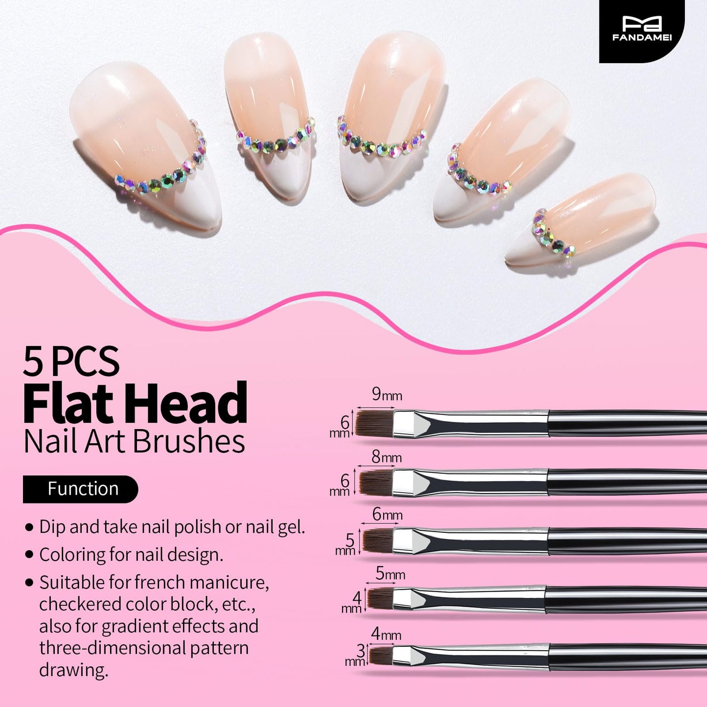 FANDAMEI Nail Art Brushes, Nail Art Tools, Nail Design Tools, Nail Brush Set With Nail Stand, Nail Holder For Painting Nails, 11PCS Nail Brushes For Nail Art, 5PCS Nail Dotting Tool, Nail Art Palette