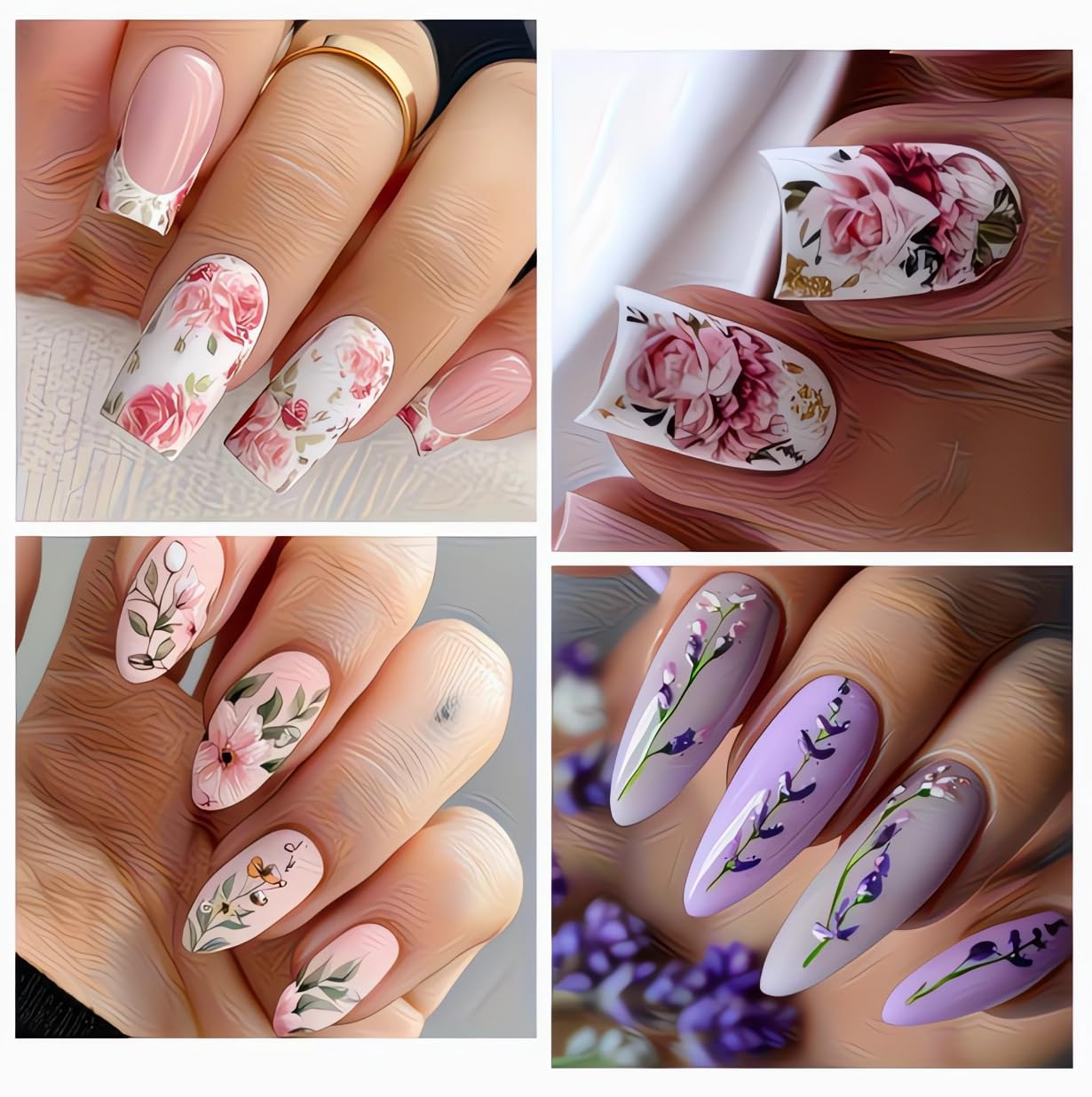 10 Rolls Flowers Plants Nail Foils Transfer Nail Art Flower Nail Stickers Spring Summer Foil Nail Art Supplies Leaves Rose Cranes Nails Foil Transfer Stickers Starry Sky Paper Manicure for Women