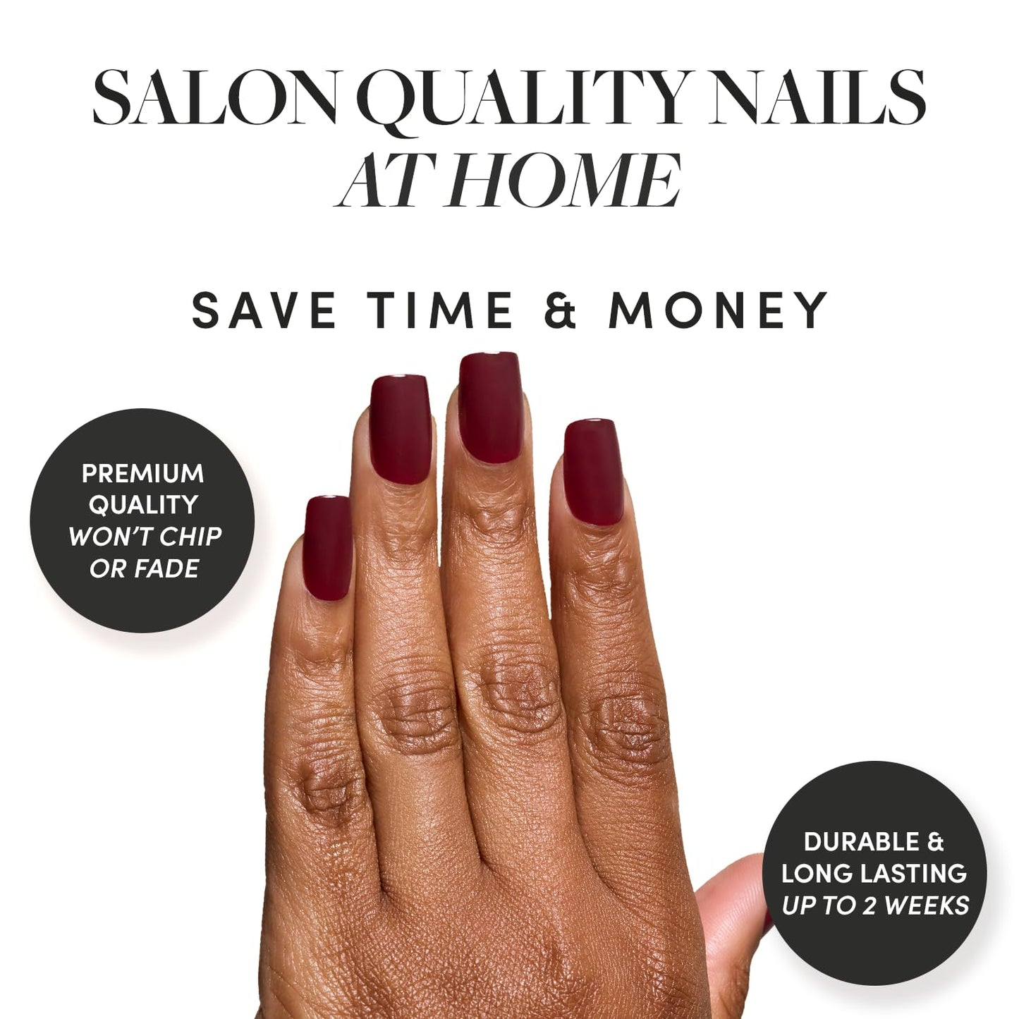 Glamnetic Press-On Nails Bundle - Burgundy Chrome, Cherry Mocha & Red Bottom | Short Almond Fake Nails with a Metallic Chrome Finish | Dark Red Medium Square Fake Nails with a Glossy Finish | Red Acce