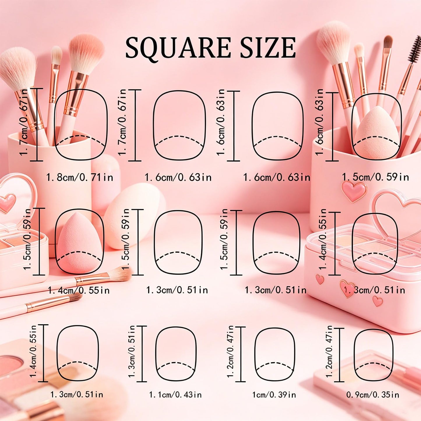 Coconut Tree Press on Nails with Gold Glitter Design Glossy Pink Fake Nail Short Square False Nails Summer Stick on Nail for Women Daily Wear Ocean Glue on Artificial Fingernails