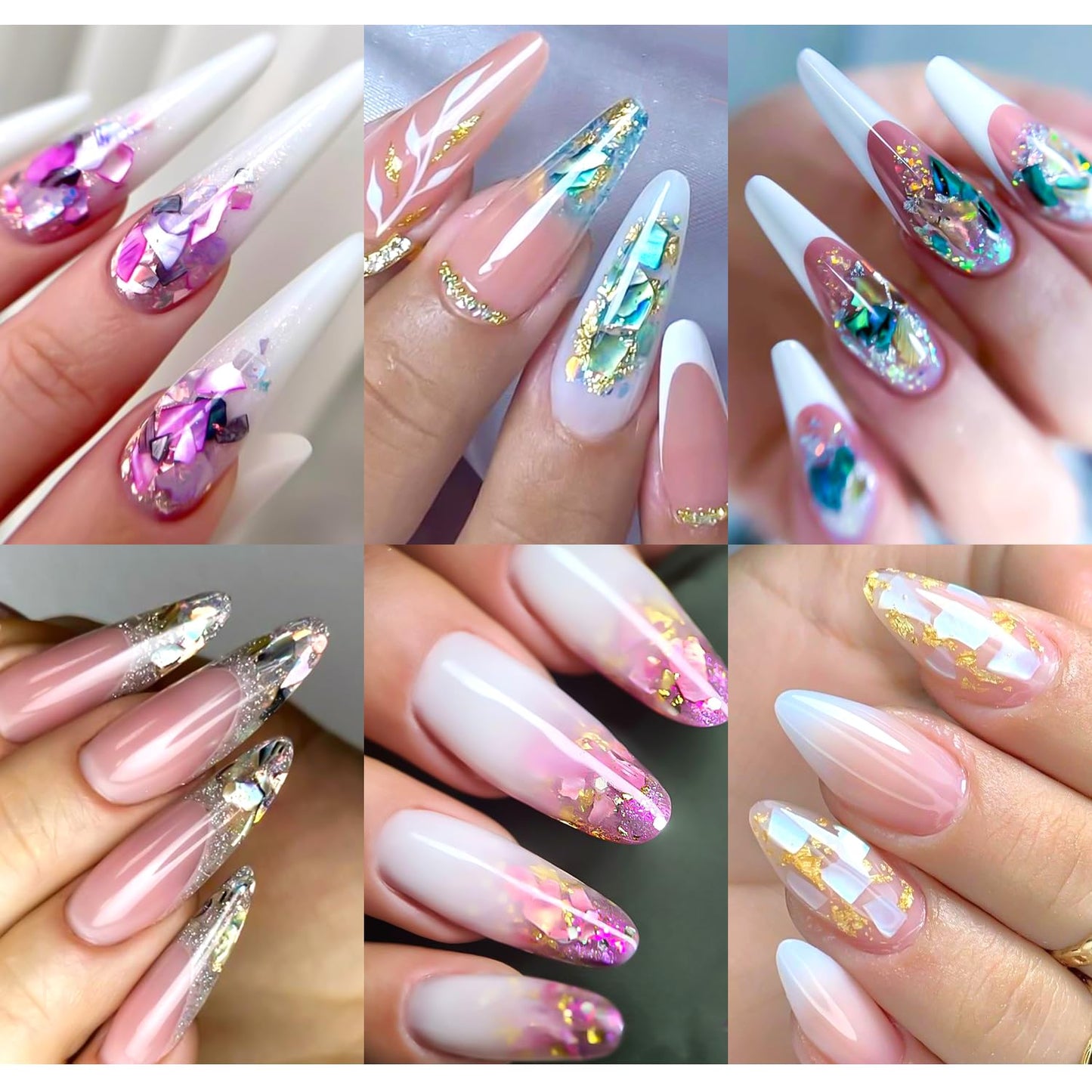 12 Jars Holographic Abalone Seashell Nail Glitter Flakes, 3D Irregular Thin Nail Art Sequins, Summer Nail Charms Mermaid Shell Slices Decorations, Manicure DIY Paillette Accessories for Women Girls