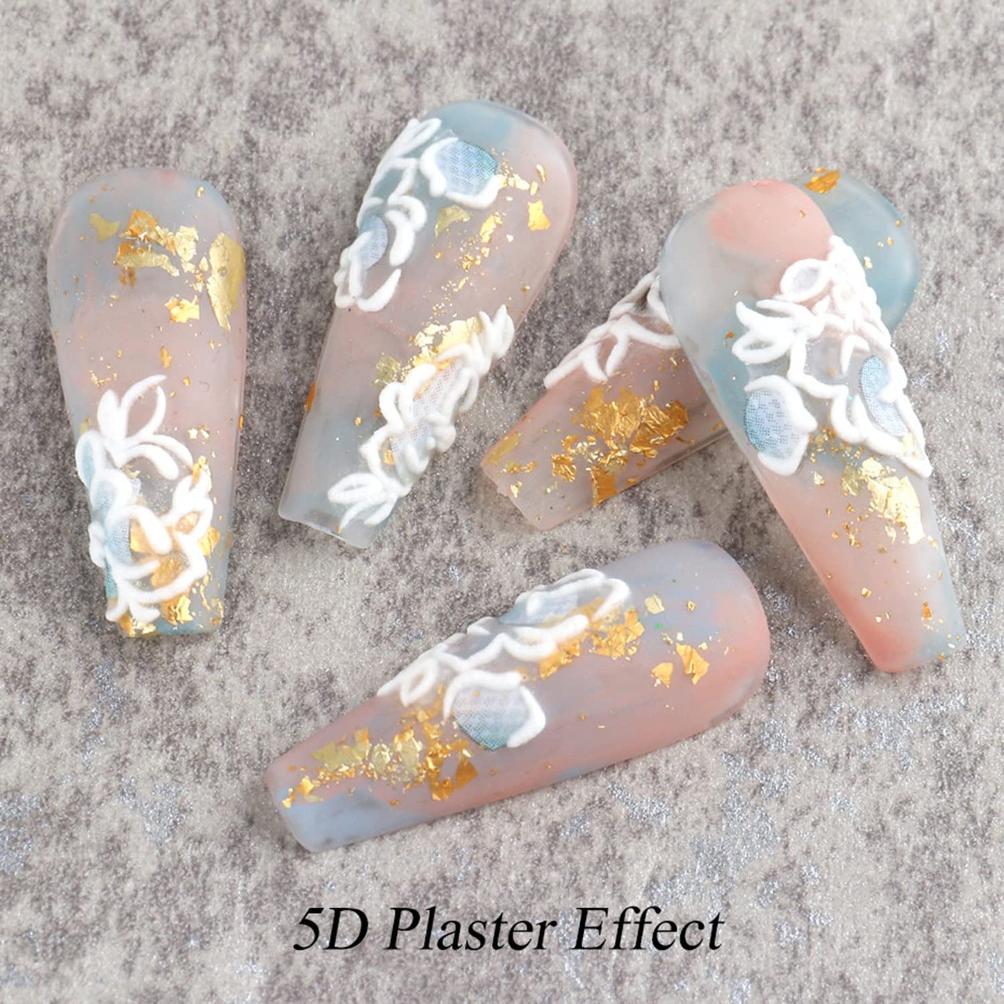 TBRZTR 5D Embossed Flower Nail Art Stickers, 6 Sheets, Self-Adhesive, Paper, Multi, for Women Girls Manicure Tips Charms Decoration