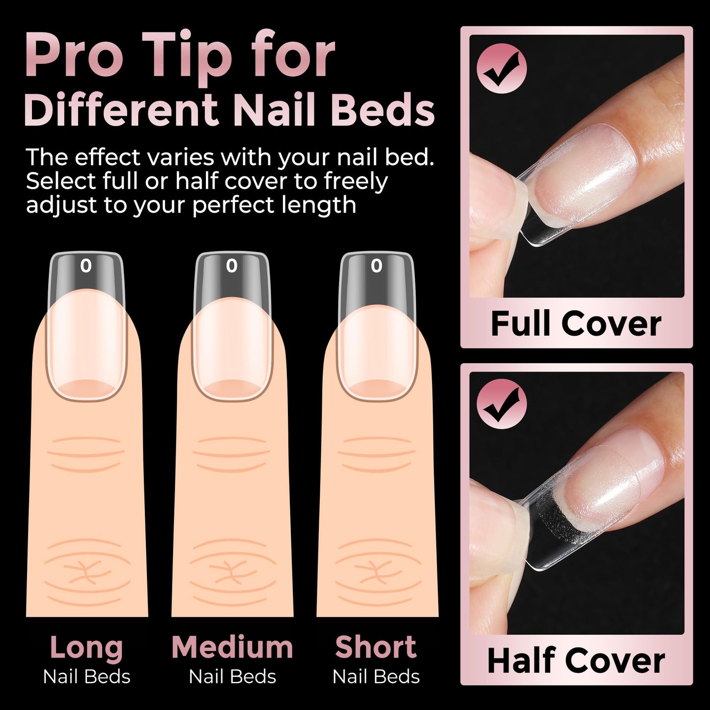 Luckyfairy Short Square Nail Tips: 240PCS Soft Gel Pre-filed Short Square Fake Tips, 12 Sizes Full Cover Acrylic False Press On Nails for DIY Nail Art Home Salon