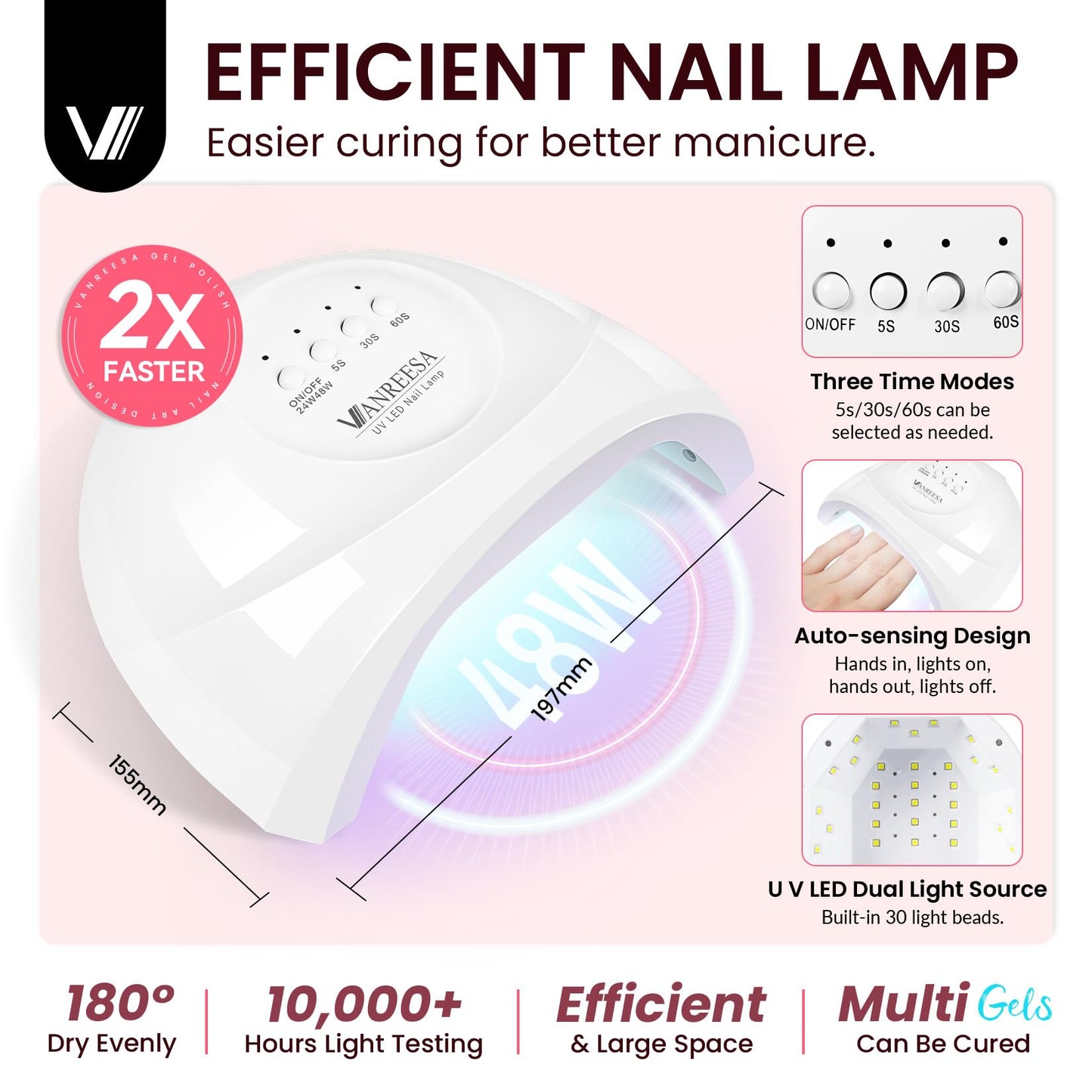 VANREESA Gel Nail Polish Kit with U V Light 53 Pcs Gel Polish Nail Set 36 Popular Colors Nail Polish Set + Base and 4 Effects Top Coat with Manicure Tools Complete Nail Kit Gifts for Women Girls