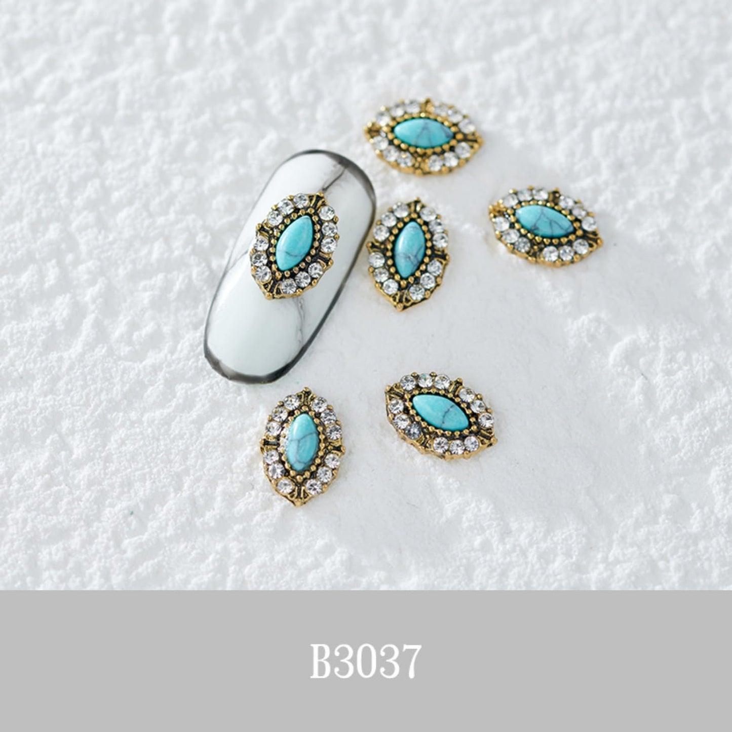 50PCS Western Nails Turquoise Nail Charms 3D Nail Art Supplies Nail Accessories Nail Decoration Retro Nail Charms for Manicure Craft