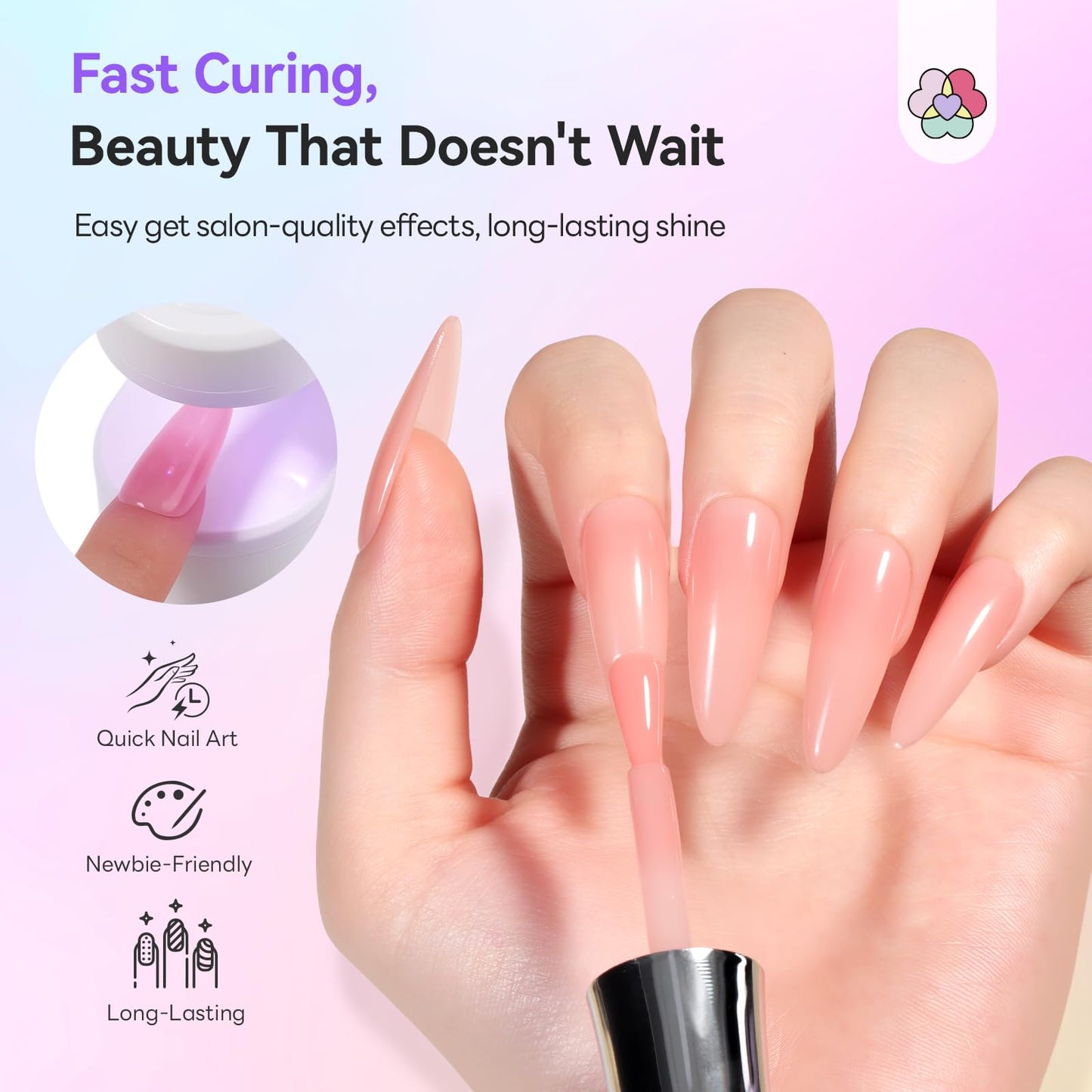 SAVILAND 3-in-1 Cat Eye Magnetic for Nail & One-Step Gel Nail Polish Kit: Sheer Jelly Nude 5-In-1 Gel Polish with U V Light