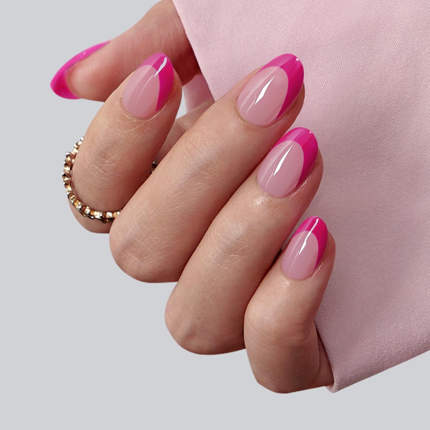 BTArtboxnails XCOATTIPS Pink French Tip Press On Nails - Extra Short Almond Press On Nails, Soft Gel Nail Tips,Soak Off Pink Acrylic Fake Nail Extension in 16 Sizes
