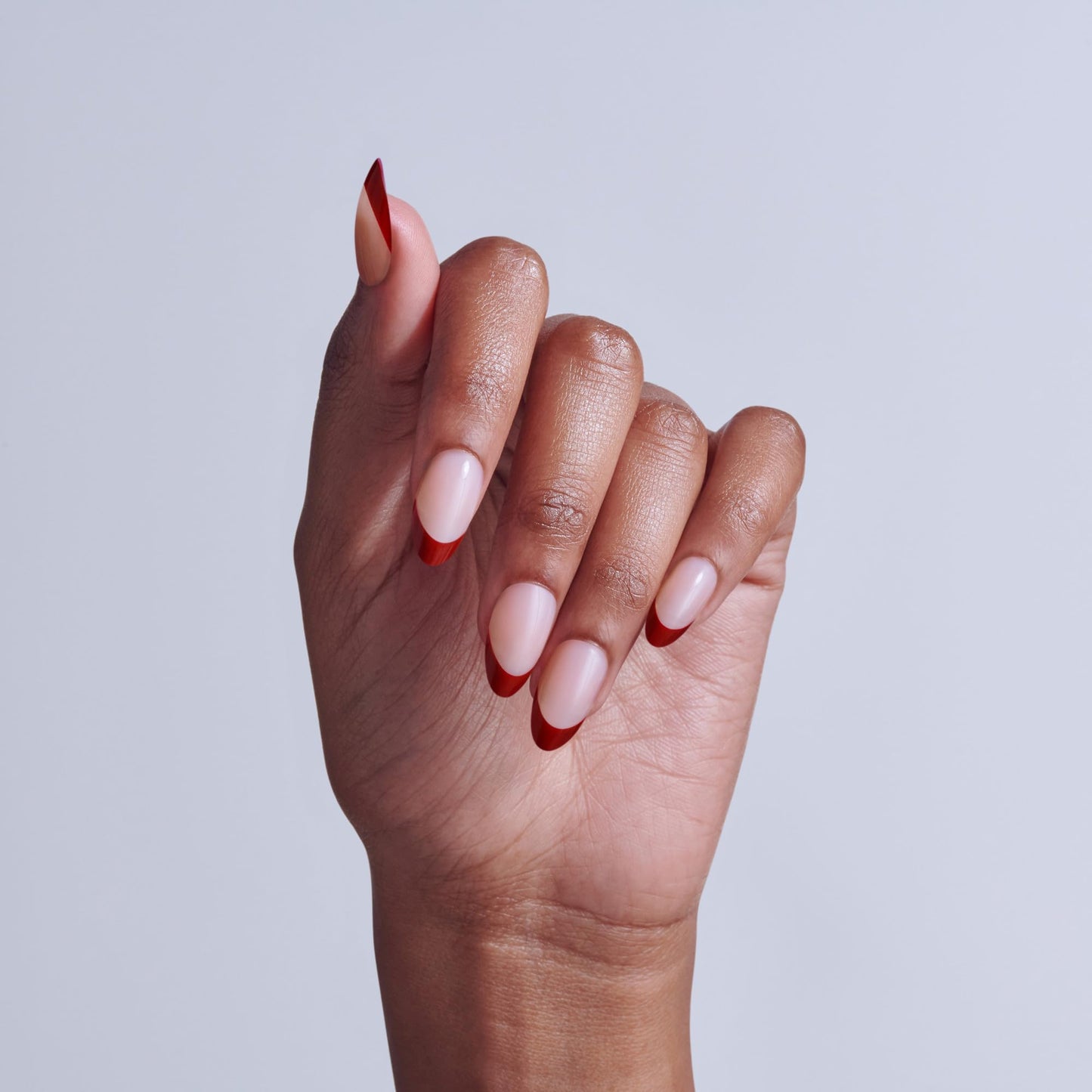 Kiss Core, Press On Nails, Nail glue included, 'Cheerful', Red, Medium Size, Almond Shape, Includes 32 Nails, 2g Glue, 1 Manicure Stick, 1 Mini File