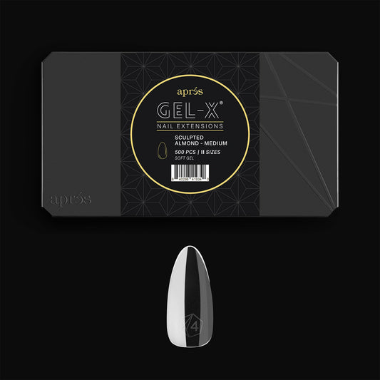 Aprés Gel-X® Tip Box | Sculpted Almond | 500pc Soft Gel Tips, 11 Sizes 00-9, Premium Quality (Sculpted Almond Medium, 500 pcs)