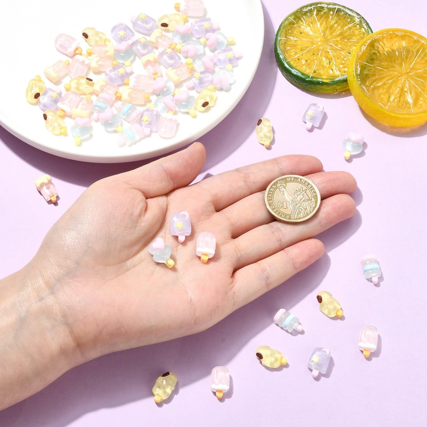 Gythara Luminous Ice Cream Resin Cabochons, Sweet Dessert Food Nail Flatback Charms for DIY Jewelry, Embellishment, Phone, Art, Craft Accessories, Nail Decor, 100 pcs