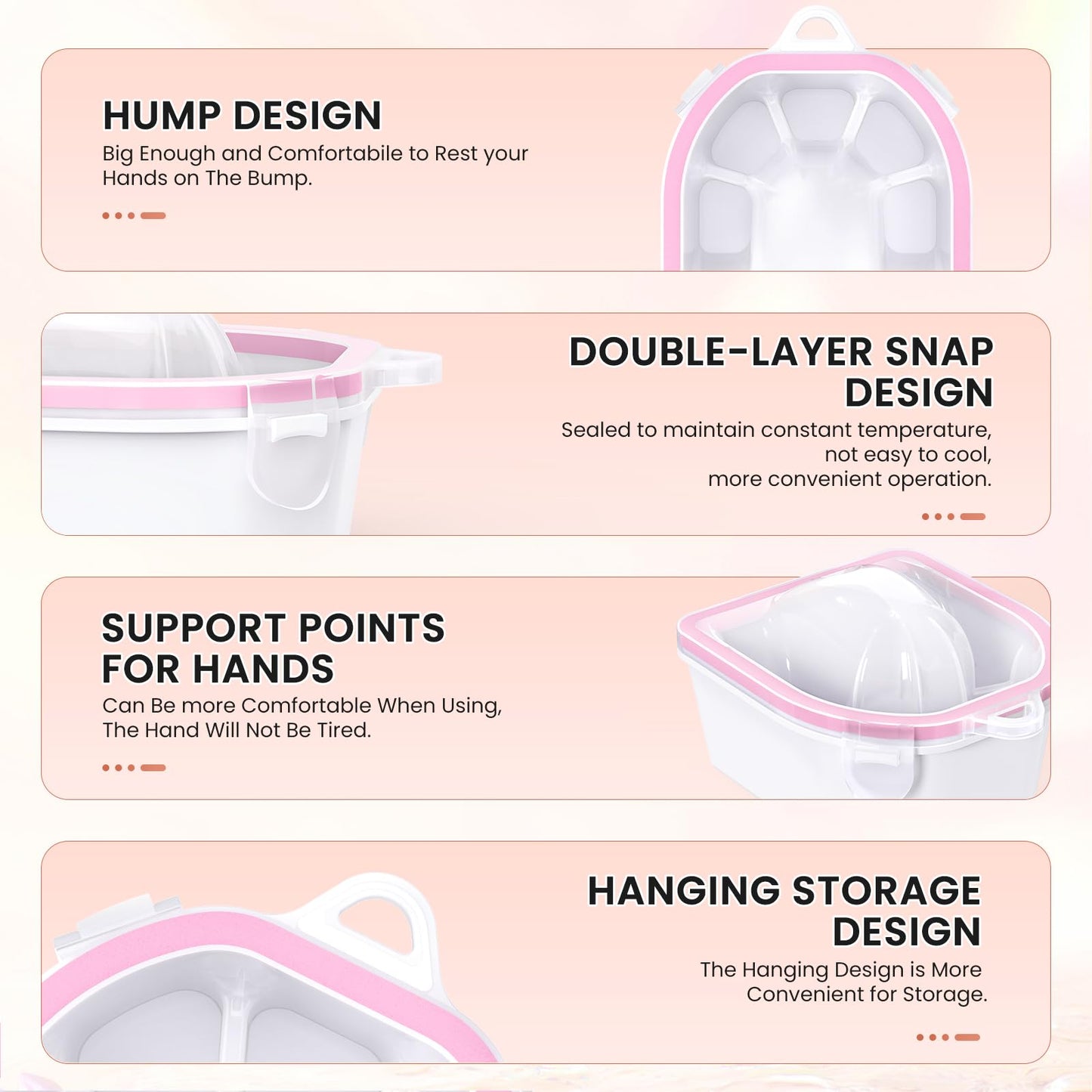 Hand Toe Nail Soaking Bowl: 12PCS Large Size Hand & Foot Nail Soak Off Bowl for Nail Lovers - Acetone Proof Toe Soaking Tray with Manciure Pedicure Tools for Dip Powder Gel Polish Remover(Pink, Clear)