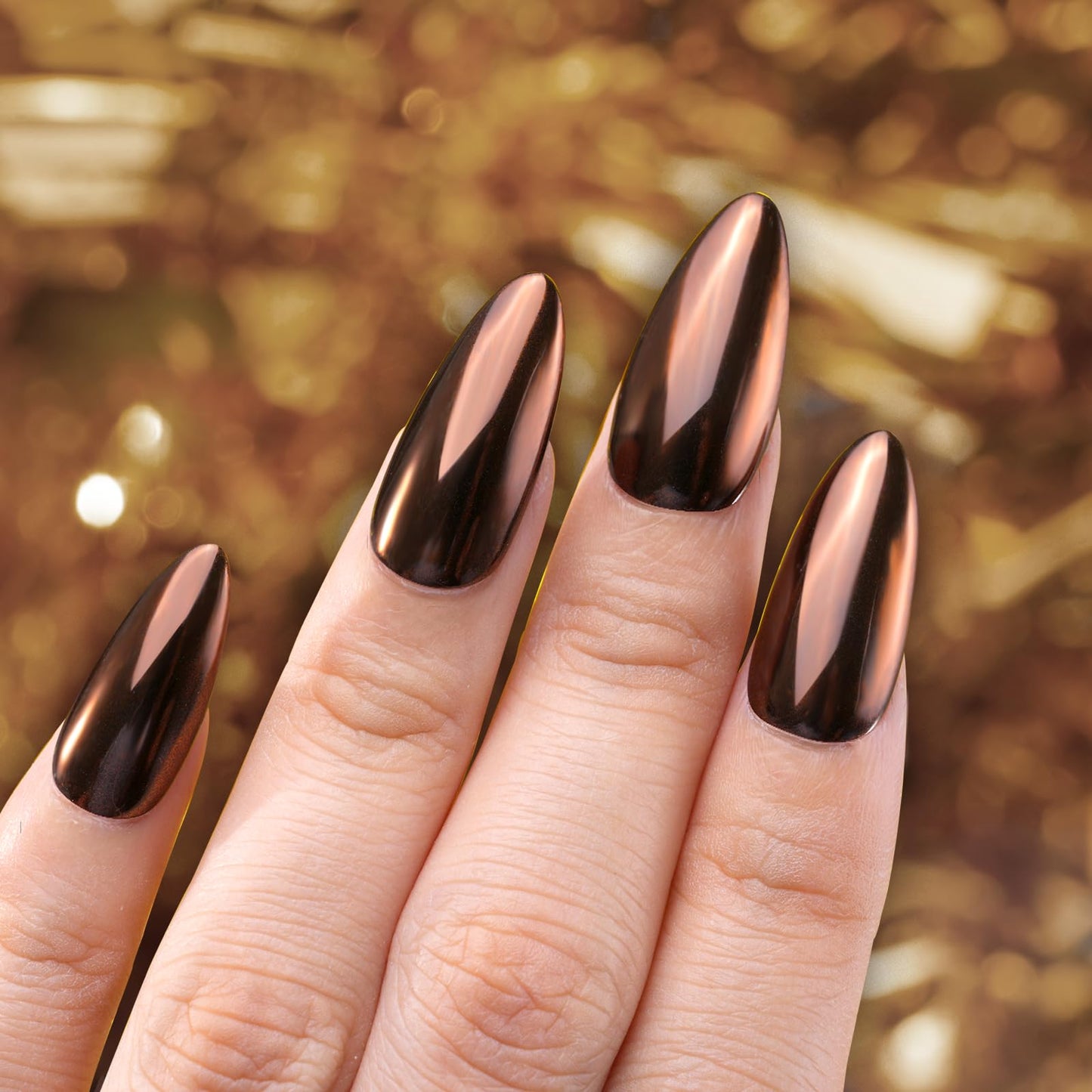 Pretty Diva Chrome Nail Powder - Coffee Chocolate Effect Nail Art Mirror Chrome Nail Powder, Brown Metallic Mirror Chrome Powder Pigment for Nail Art Decoration