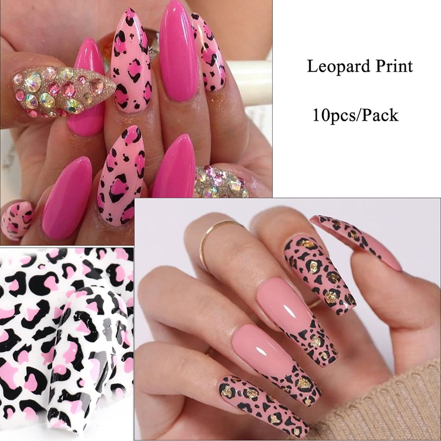 Holographic Nail Foil Stickers - Animal Print Decals, Leopard Snake Nails, Starry Sky Paper Transfer Foils for Women & Men Manicure